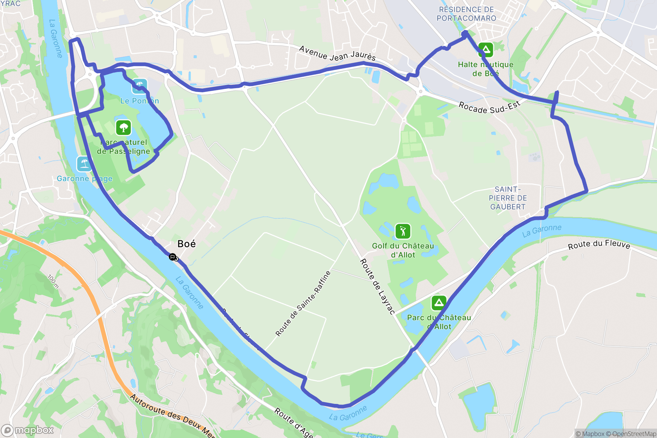 Boé : carte du parcours de randonnée - France