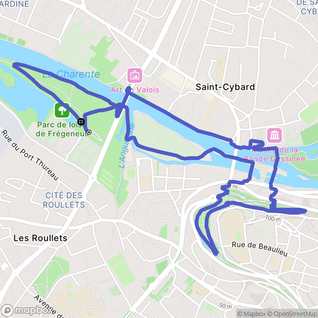 Angoulême : carte du parcours de randonnée - France