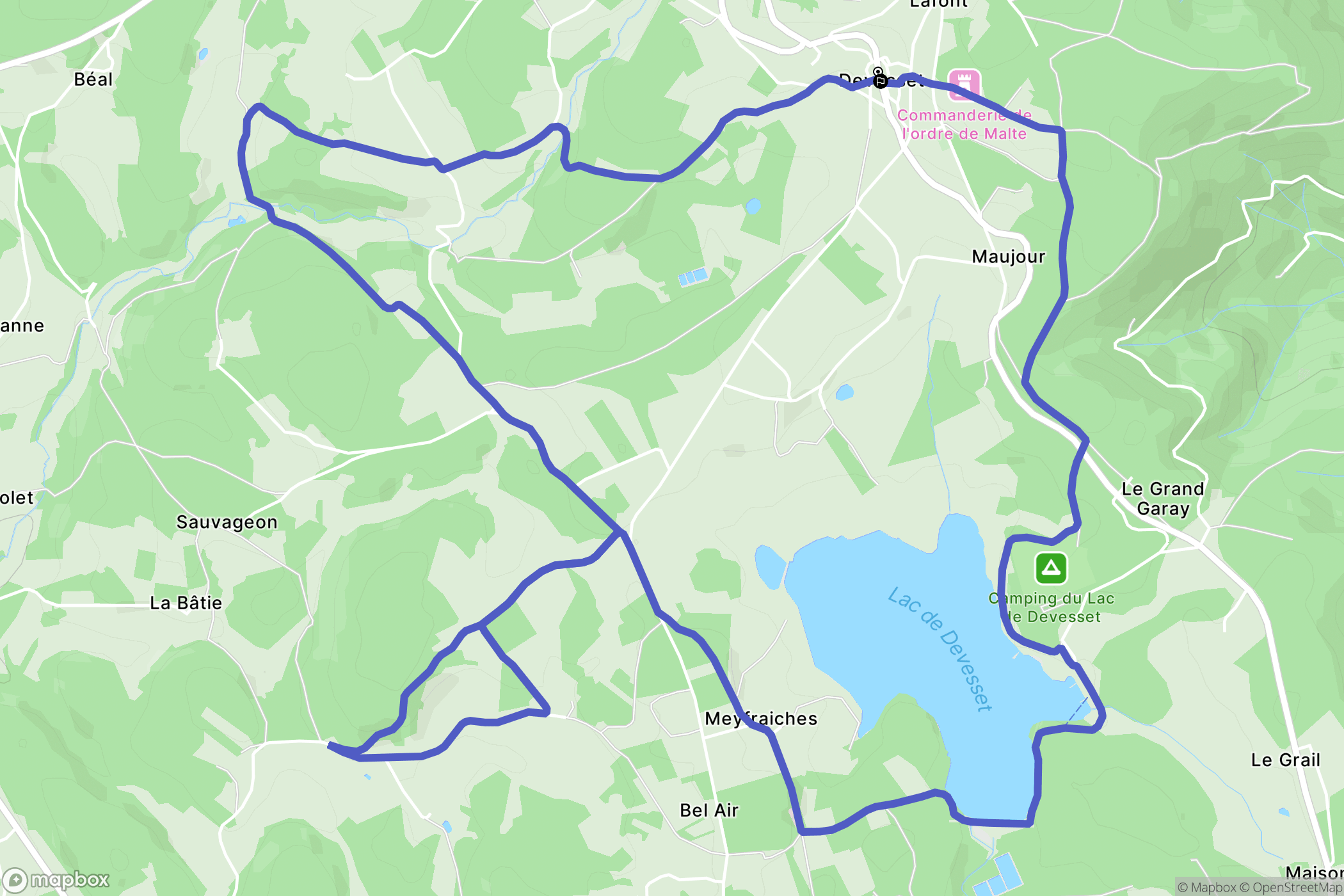 Devesset : carte du parcours de randonnée - France