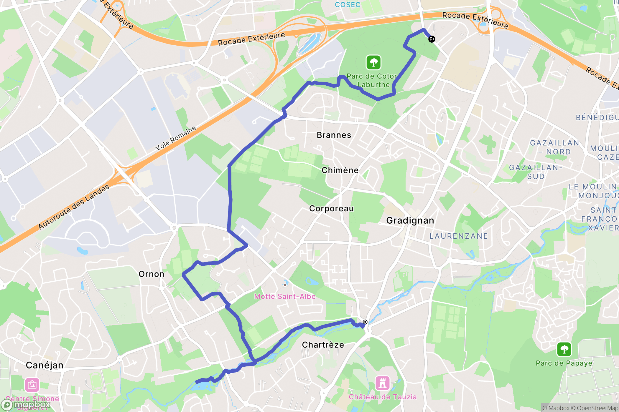 Gradignan : carte du parcours de randonnée - France
