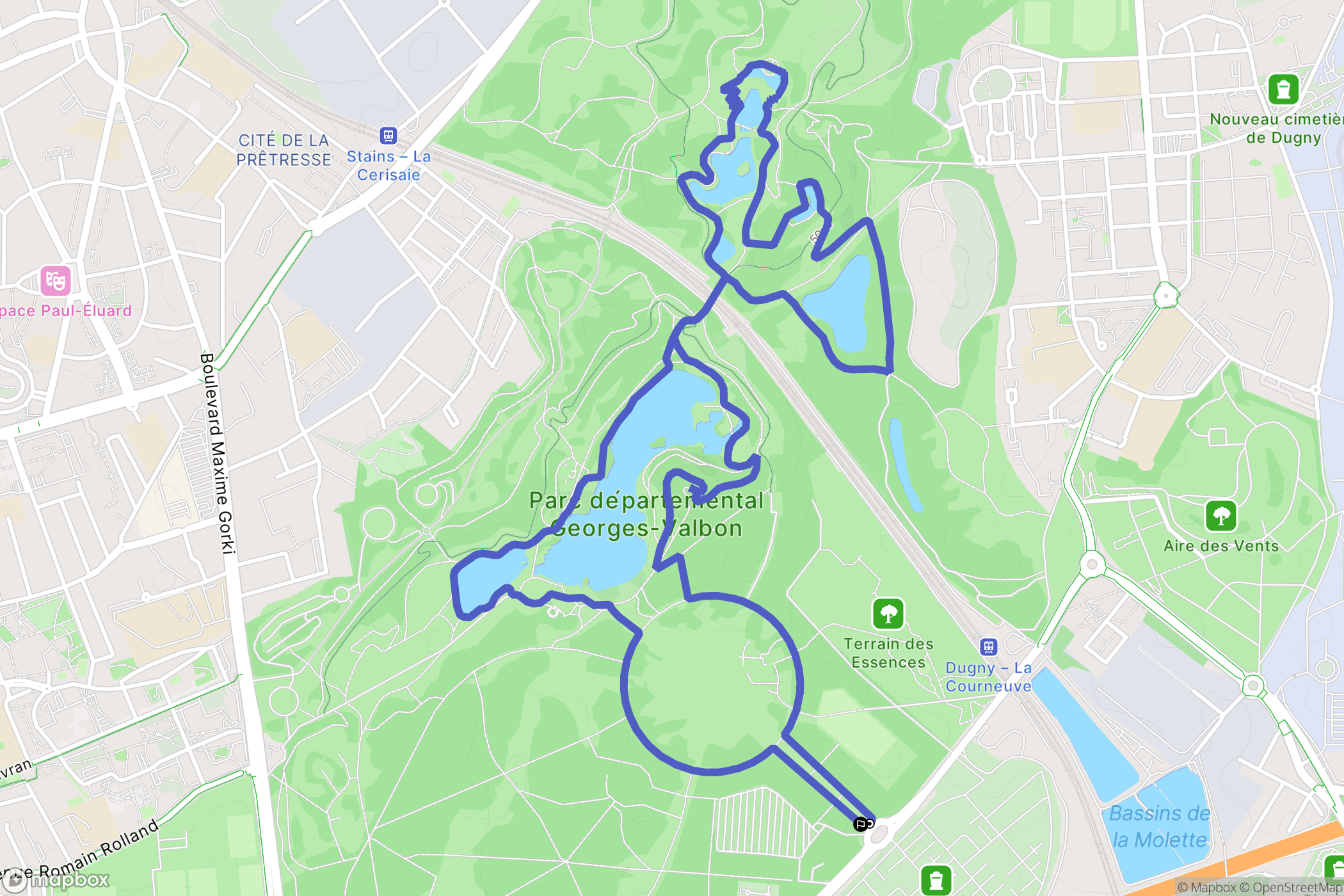 La Courneuve : carte du parcours de randonnée - France