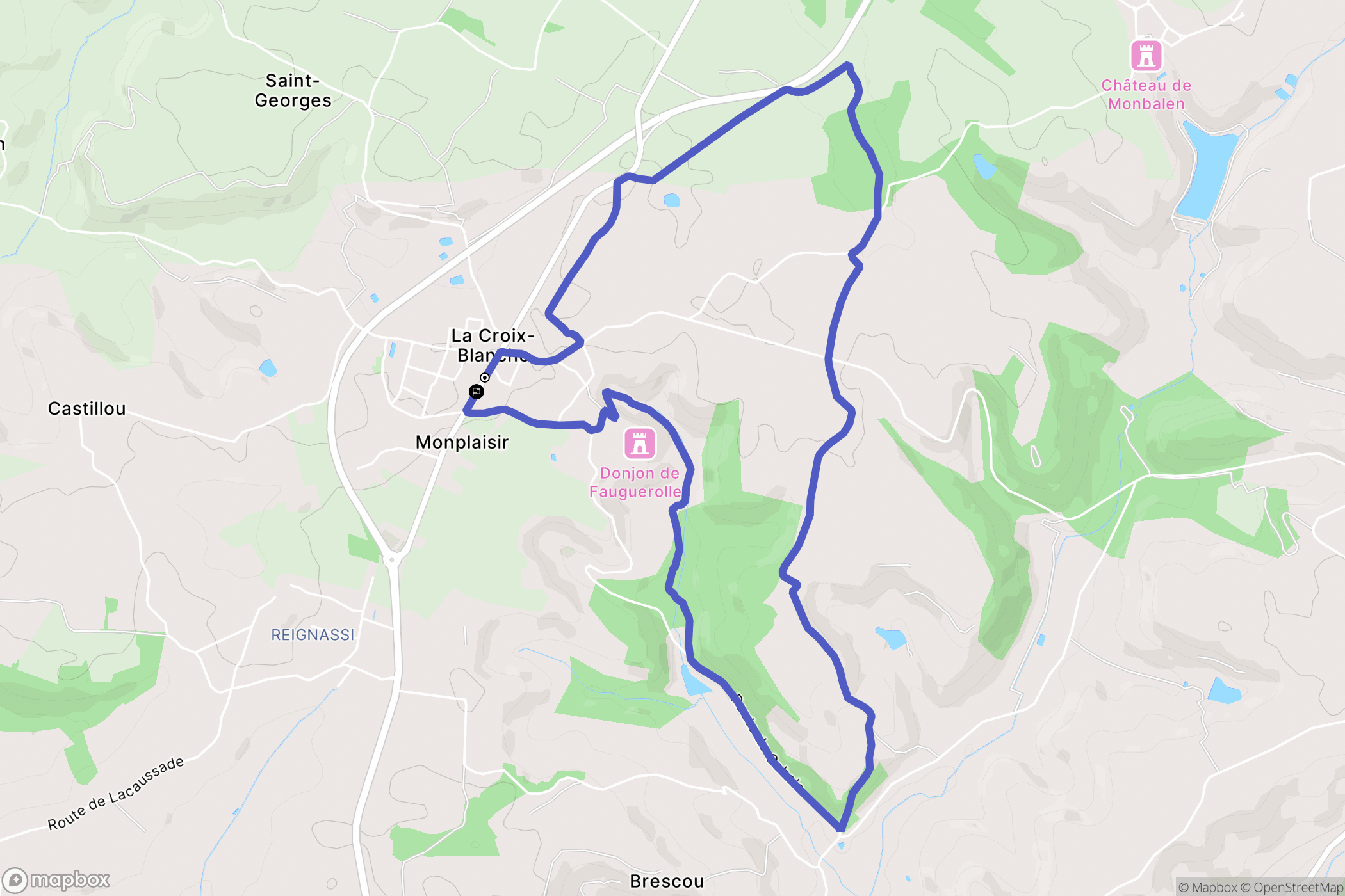 La Croix Blanche : carte du parcours de randonnée - France