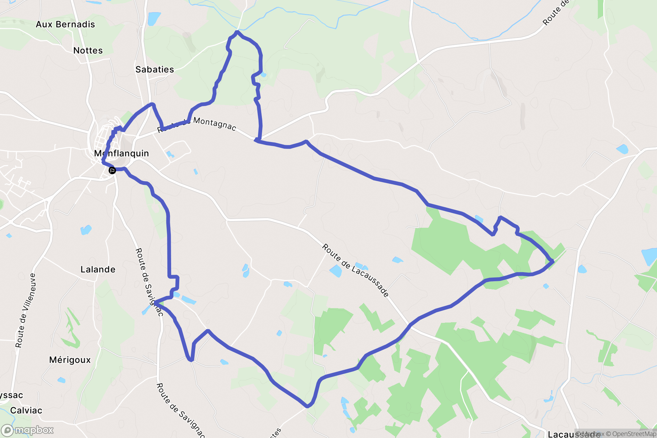 Monflanquin : carte du parcours de randonnée - France