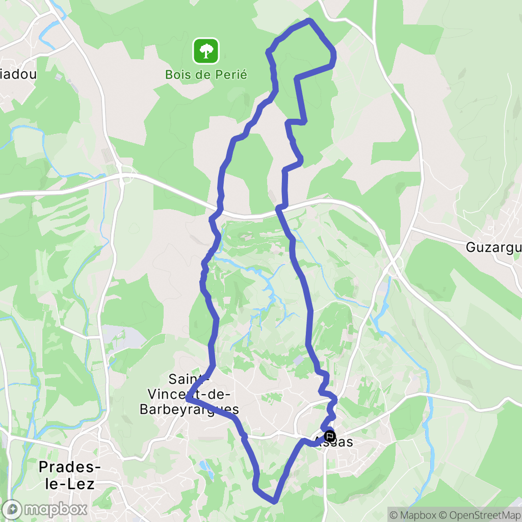 Assas : carte du parcours de randonnée - France