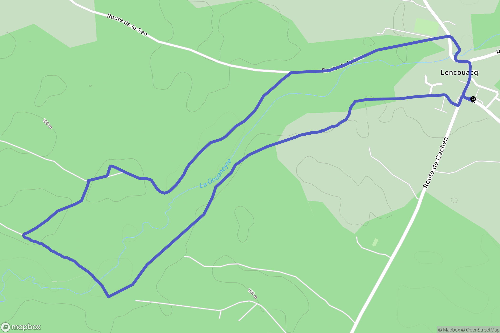 Lencouacq : carte du parcours de randonnée - France