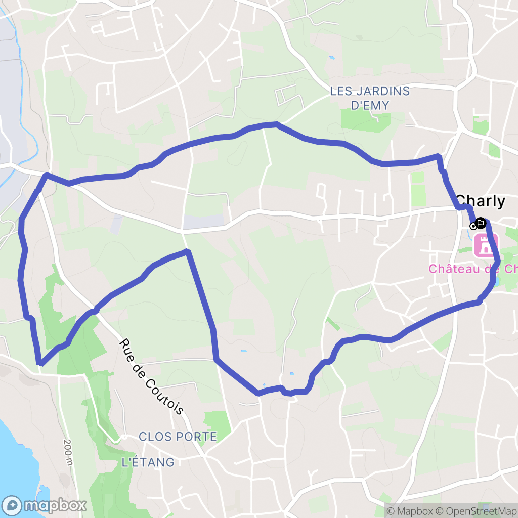 Charly : carte du parcours de randonnée - France