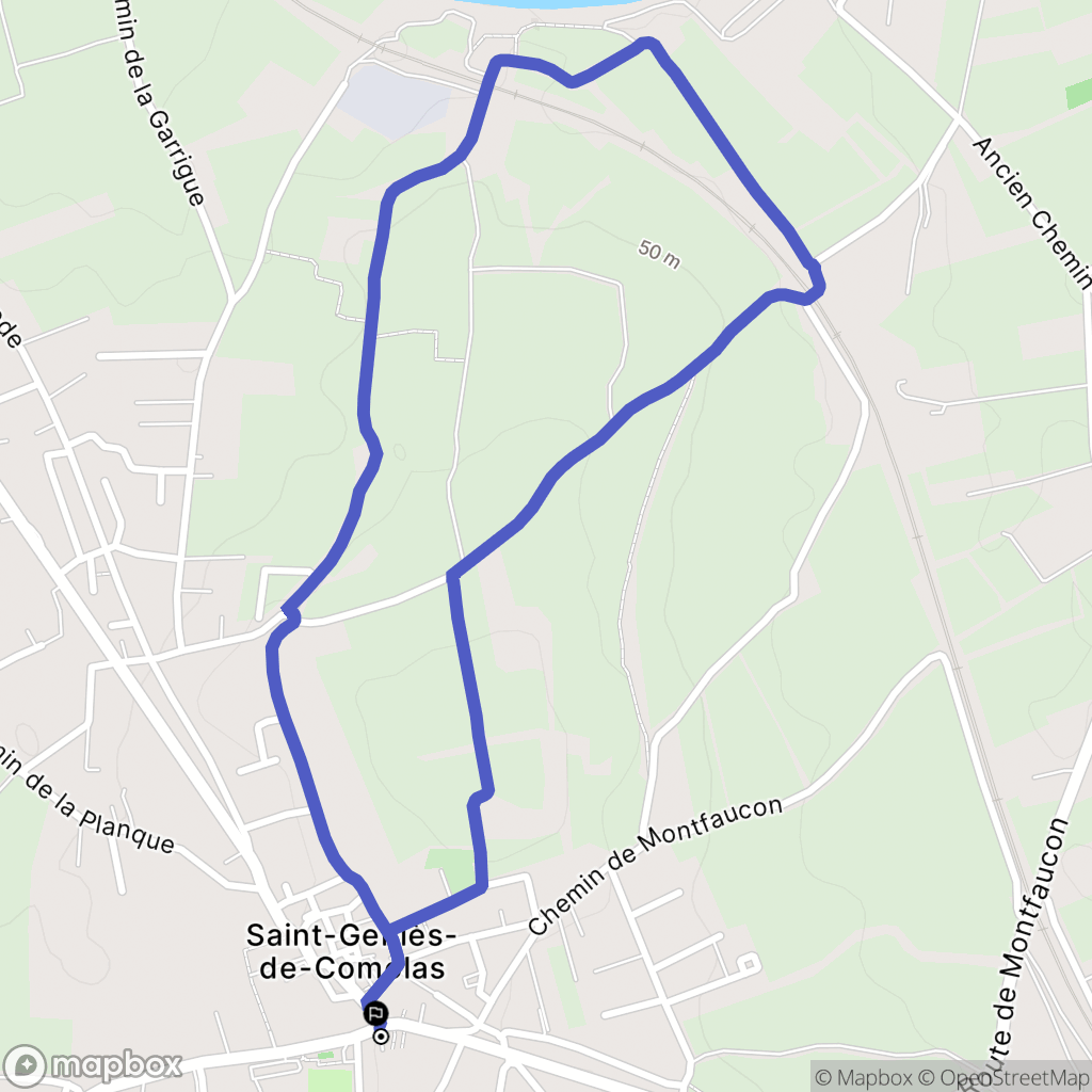 Saint-Geniès-de-Comolas : carte du parcours de randonnée - France