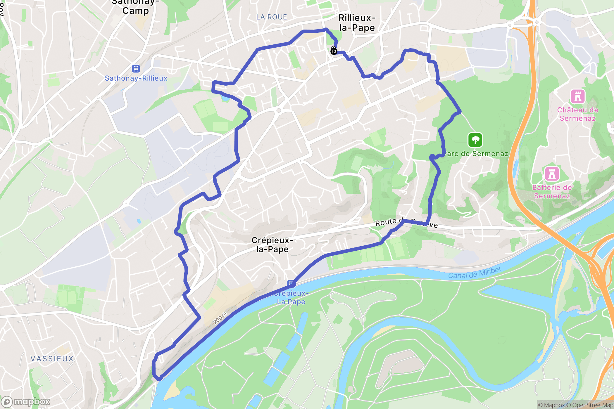 Rillieux-la-Pape : carte du parcours de randonnée - France