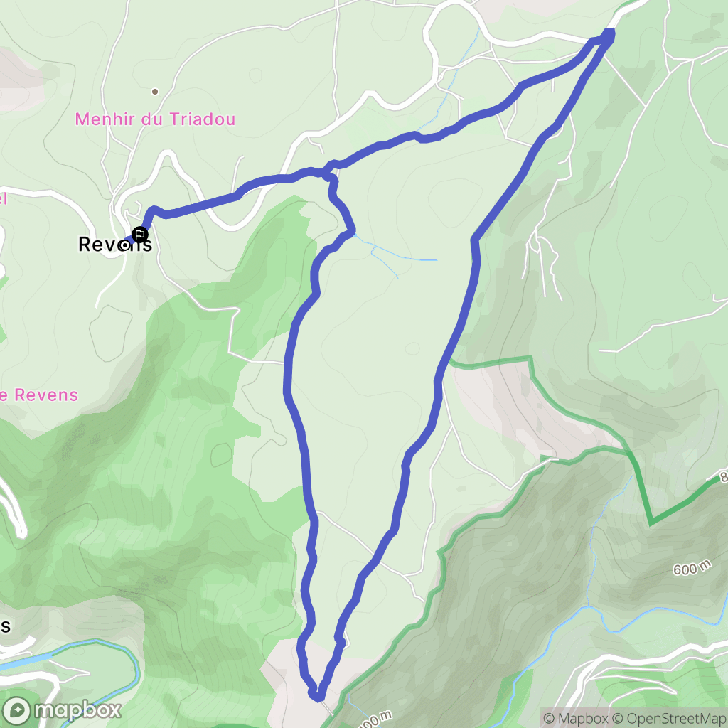 Revens : carte du parcours de randonnée - France