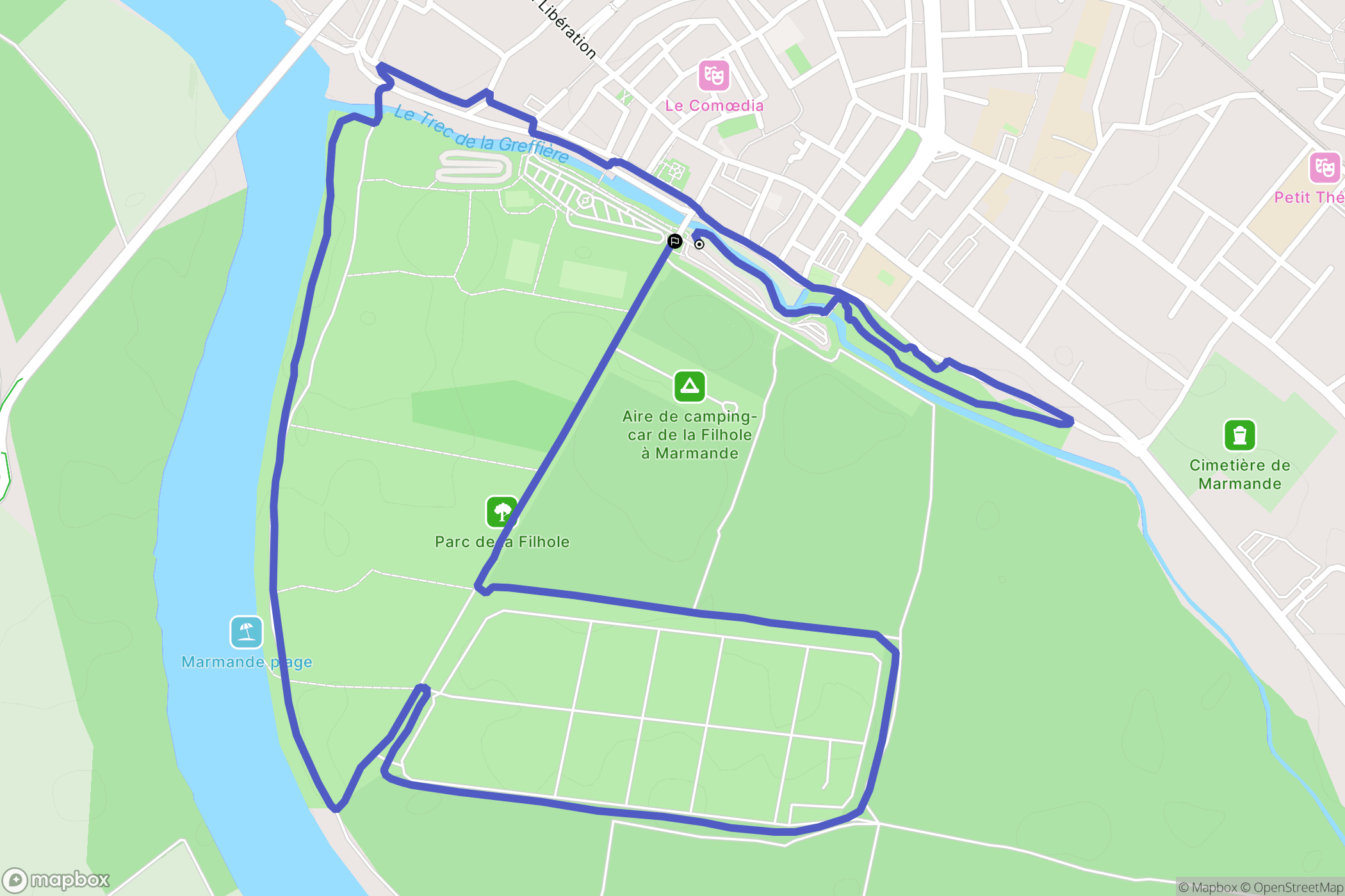 Marmande : carte du parcours de randonnée - France