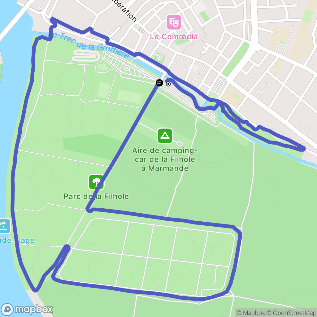 Marmande : carte du parcours de randonnée - France