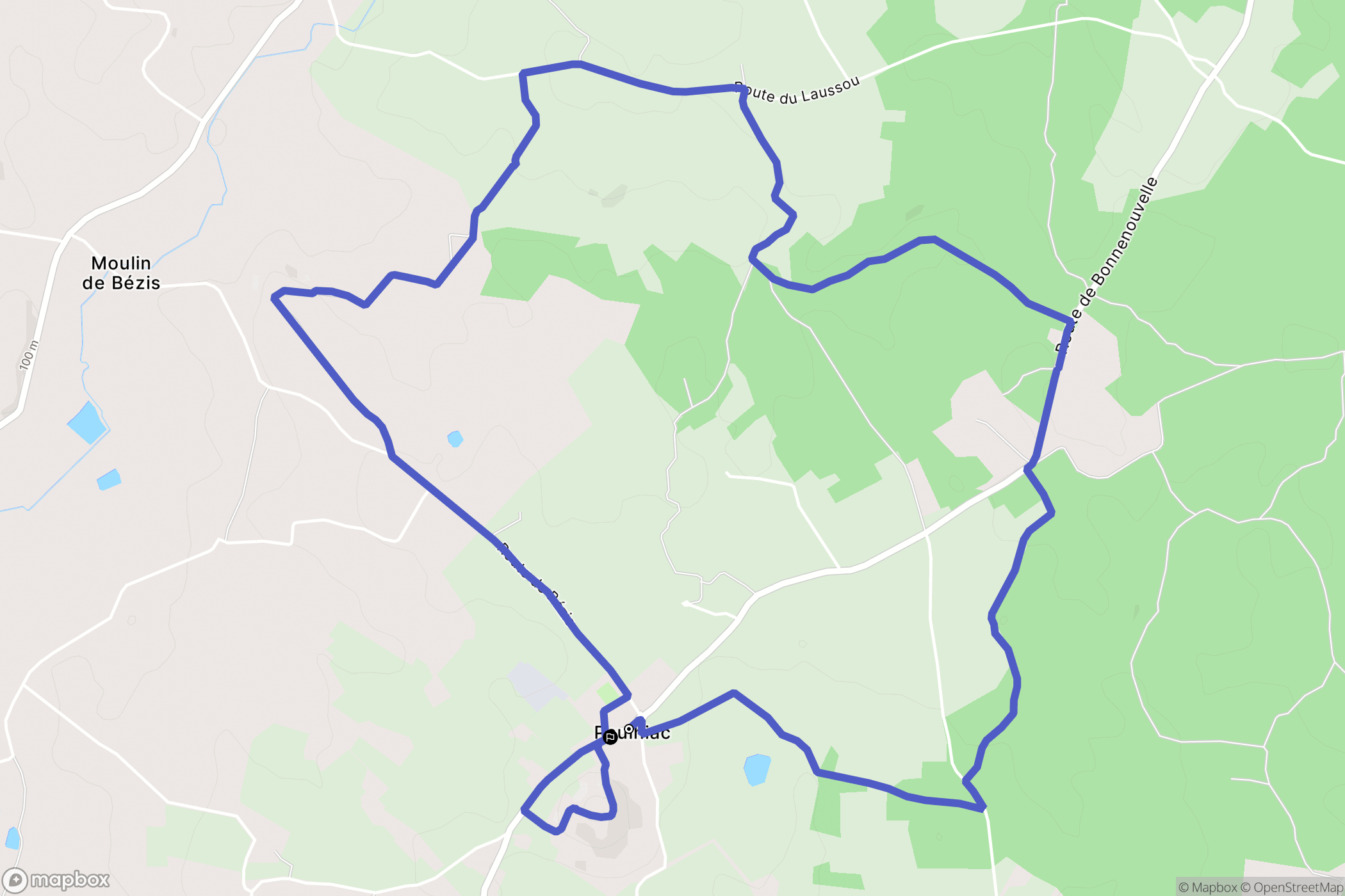 Paulhiac : carte du parcours de randonnée - France