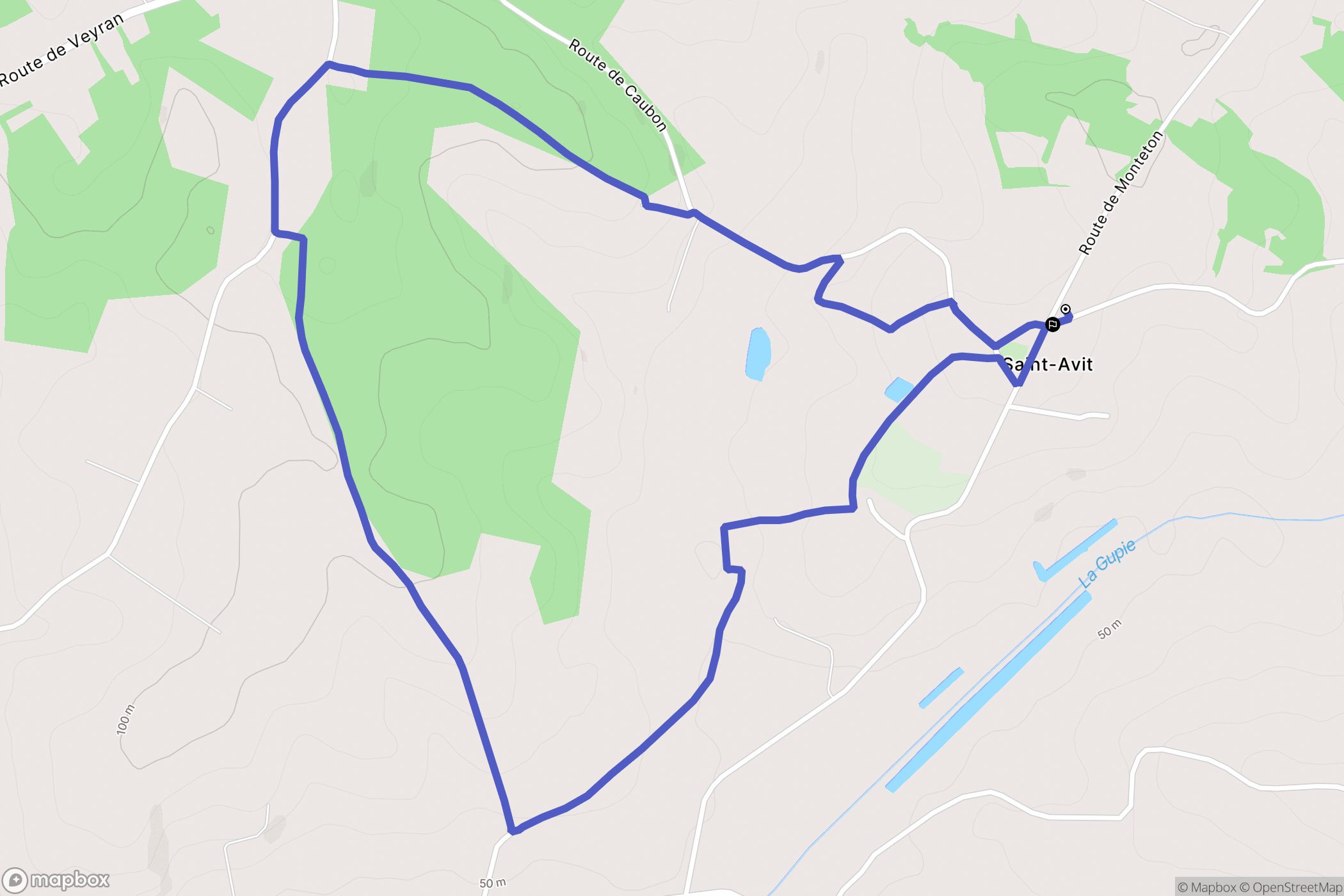 Saint-Avit : carte du parcours de randonnée - France