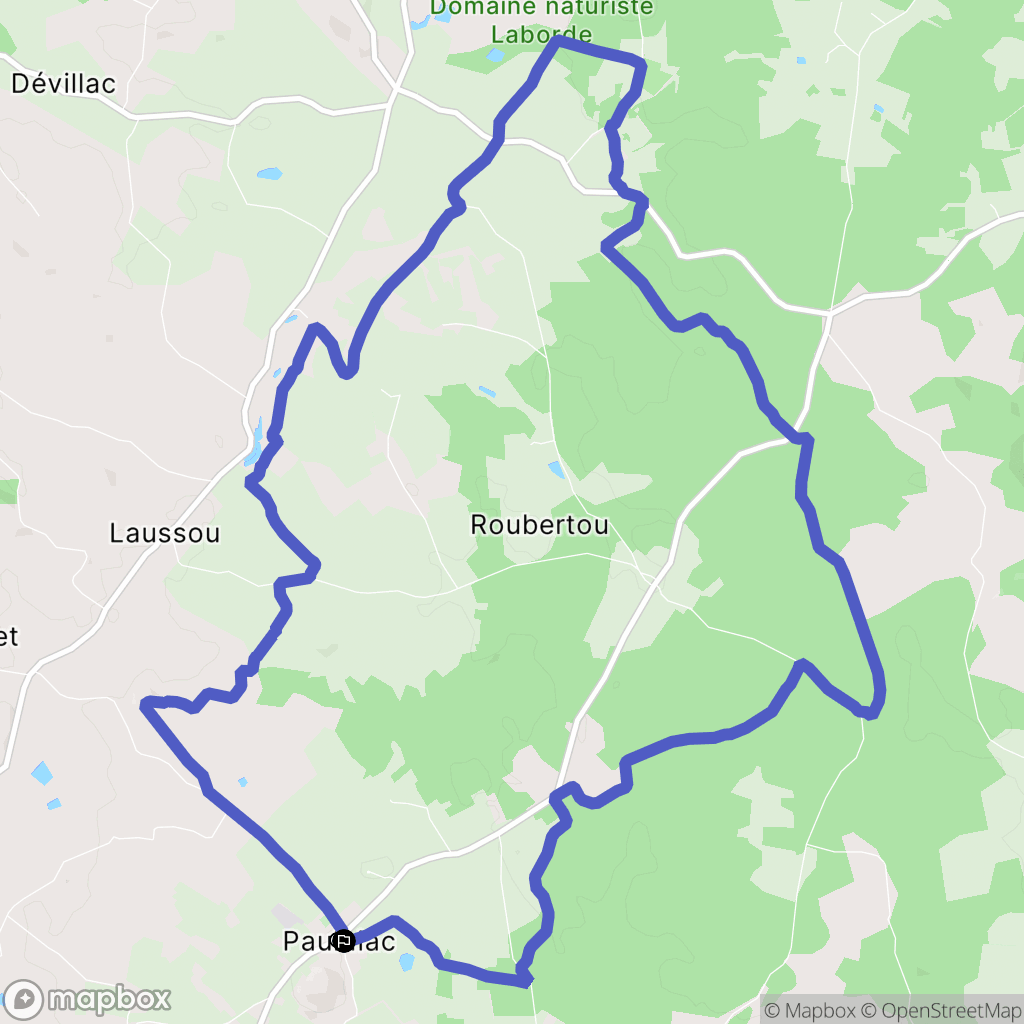 Paulhiac : carte du parcours de randonnée - France
