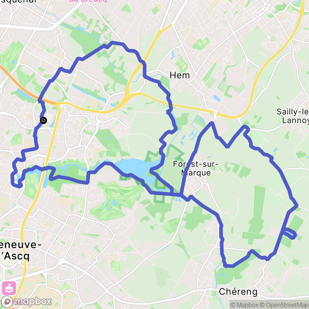 Villeneuve-d'Ascq : carte du parcours de randonnée - France