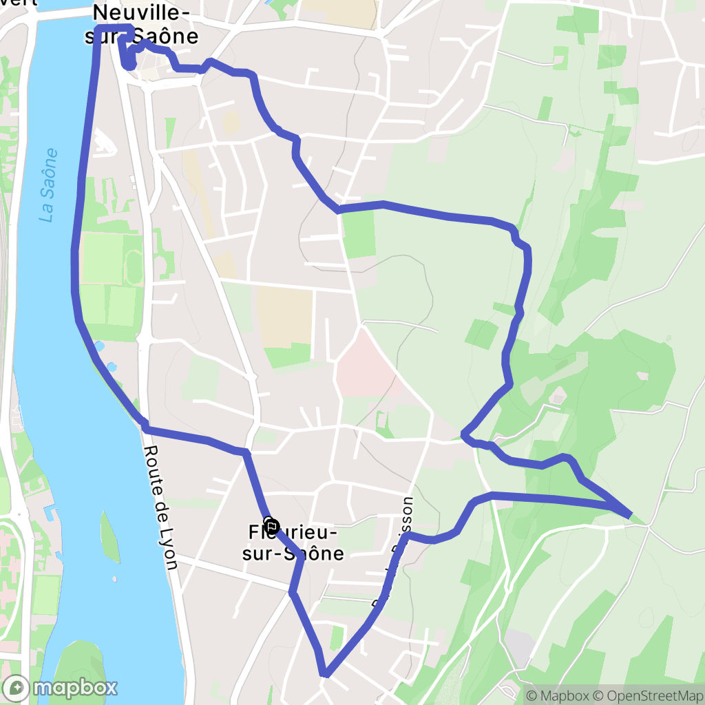 Fleurieu-sur-Saône : carte du parcours de randonnée - France
