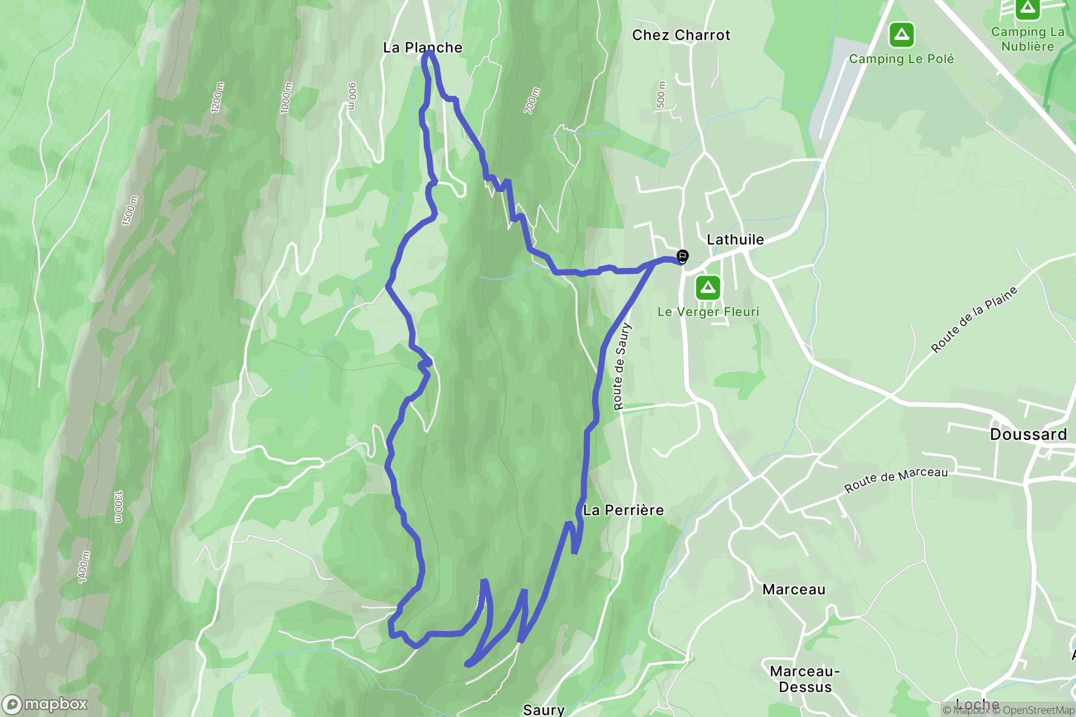 Lathuile : carte du parcours de randonnée - France