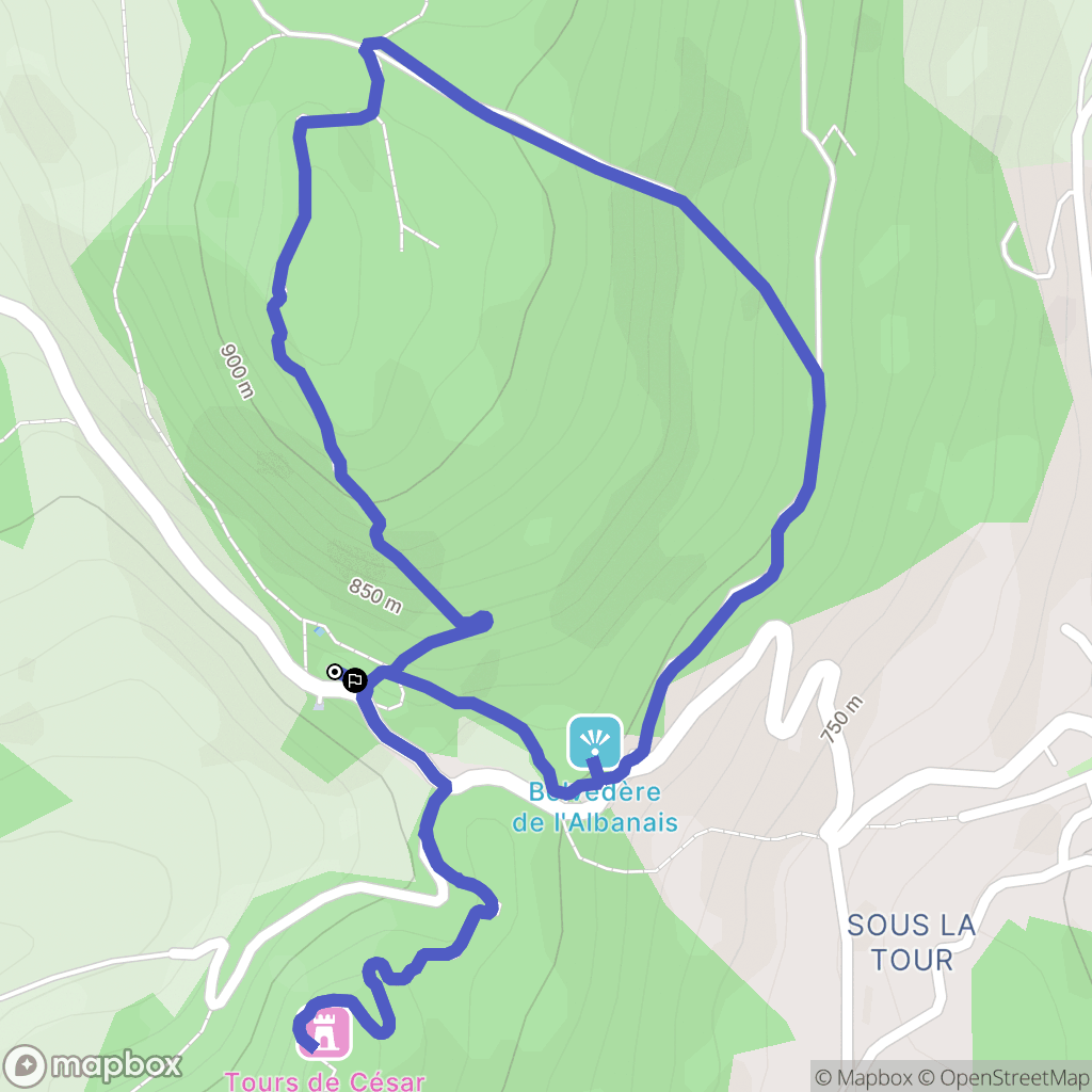 Cessens : carte du parcours de randonnée - France