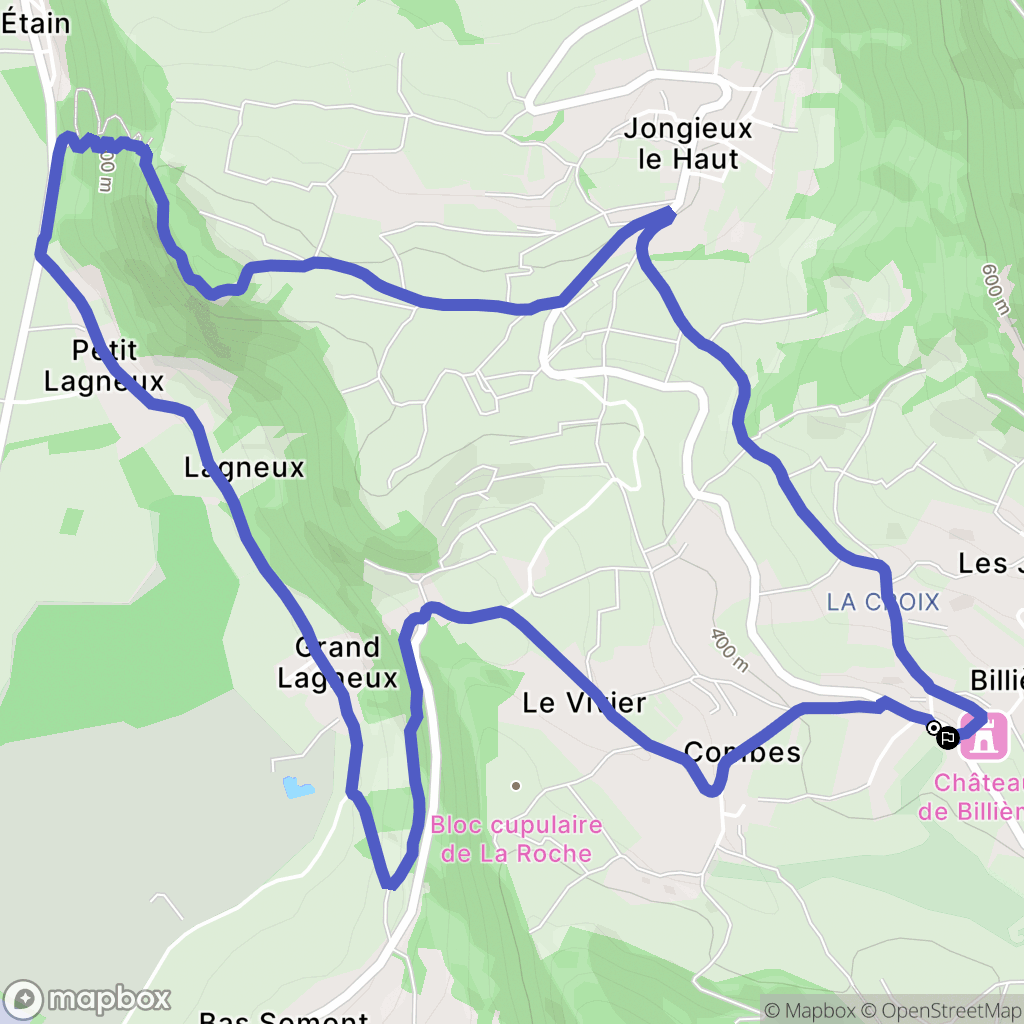 Billième : carte du parcours de randonnée - France