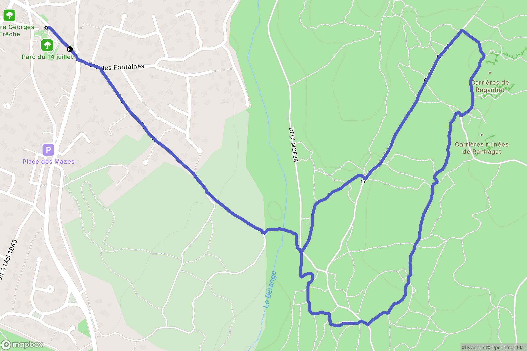 Sussargues : carte du parcours de randonnée - France