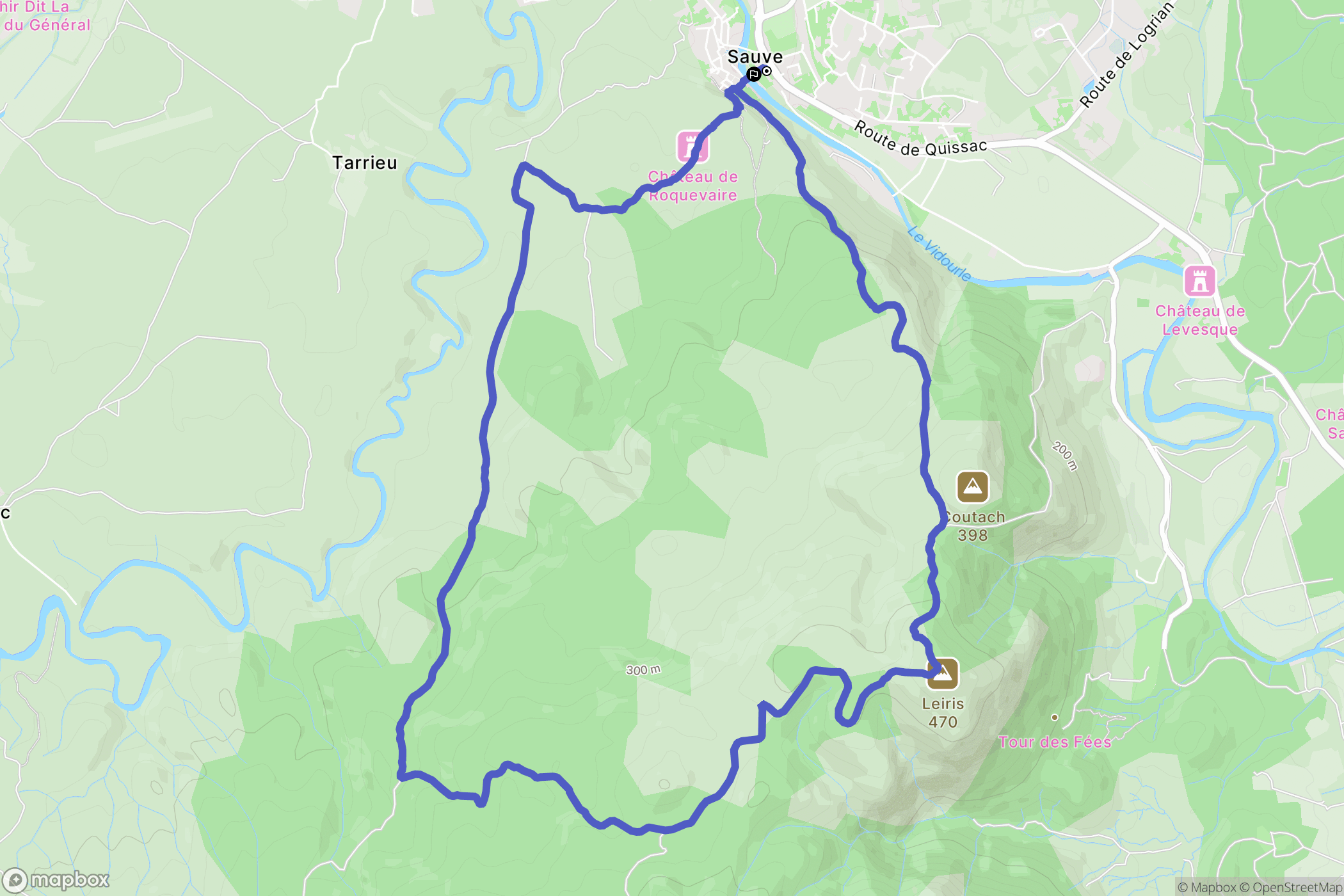 Sauve : carte du parcours de randonnée - France