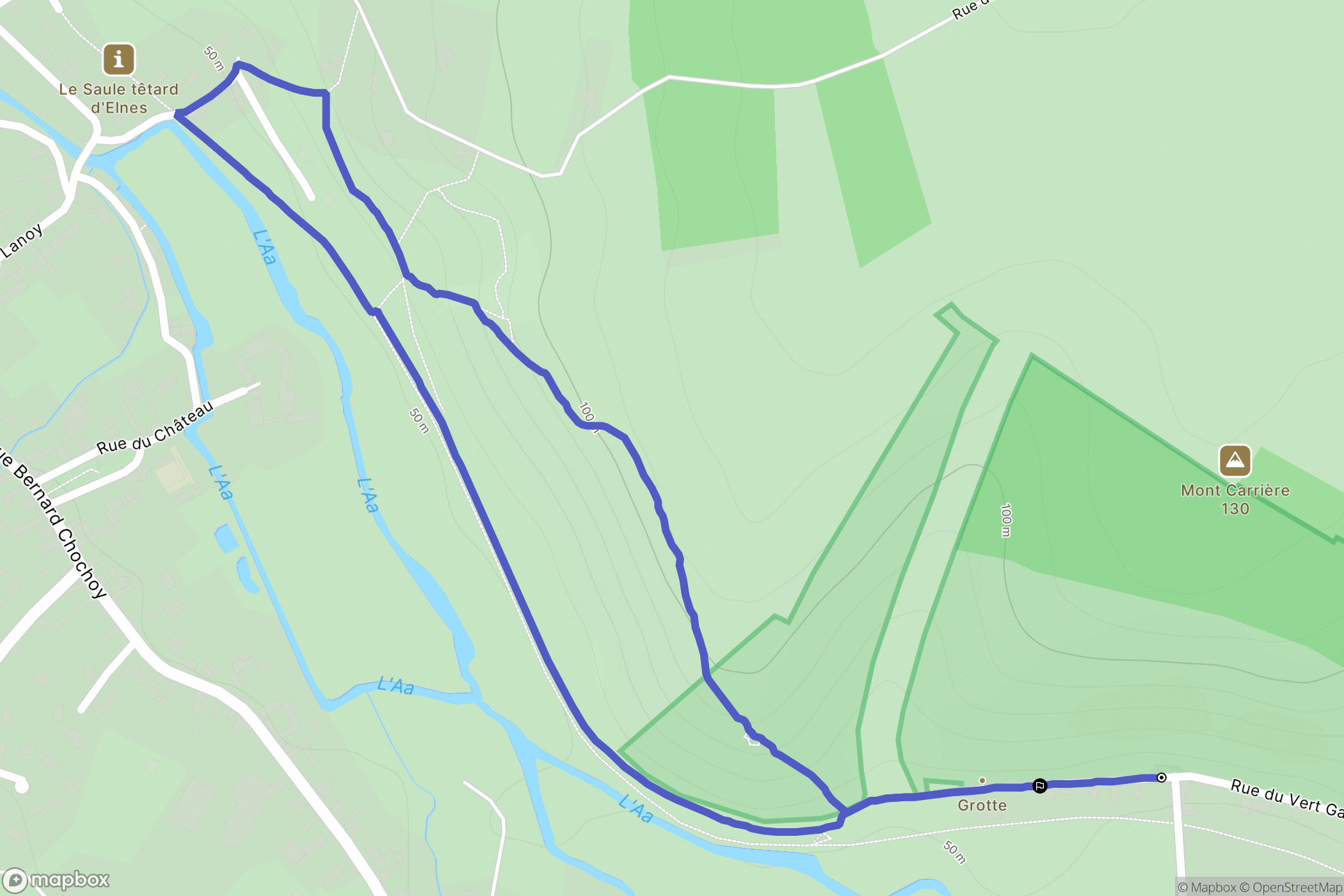 Wavrans-sur-l'Aa : carte du parcours de randonnée - France