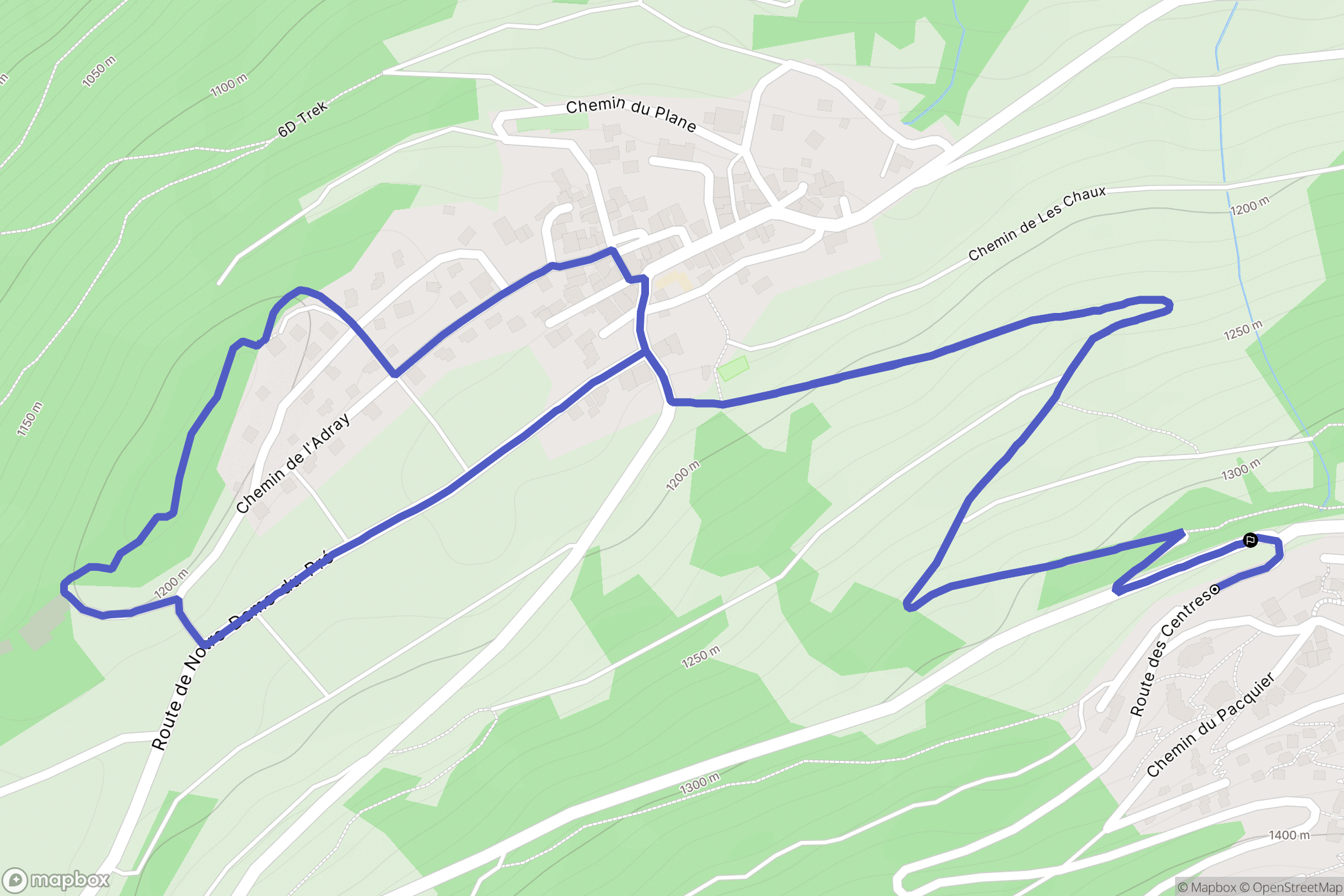 Aime-la-Plagne : carte du parcours de randonnée - France