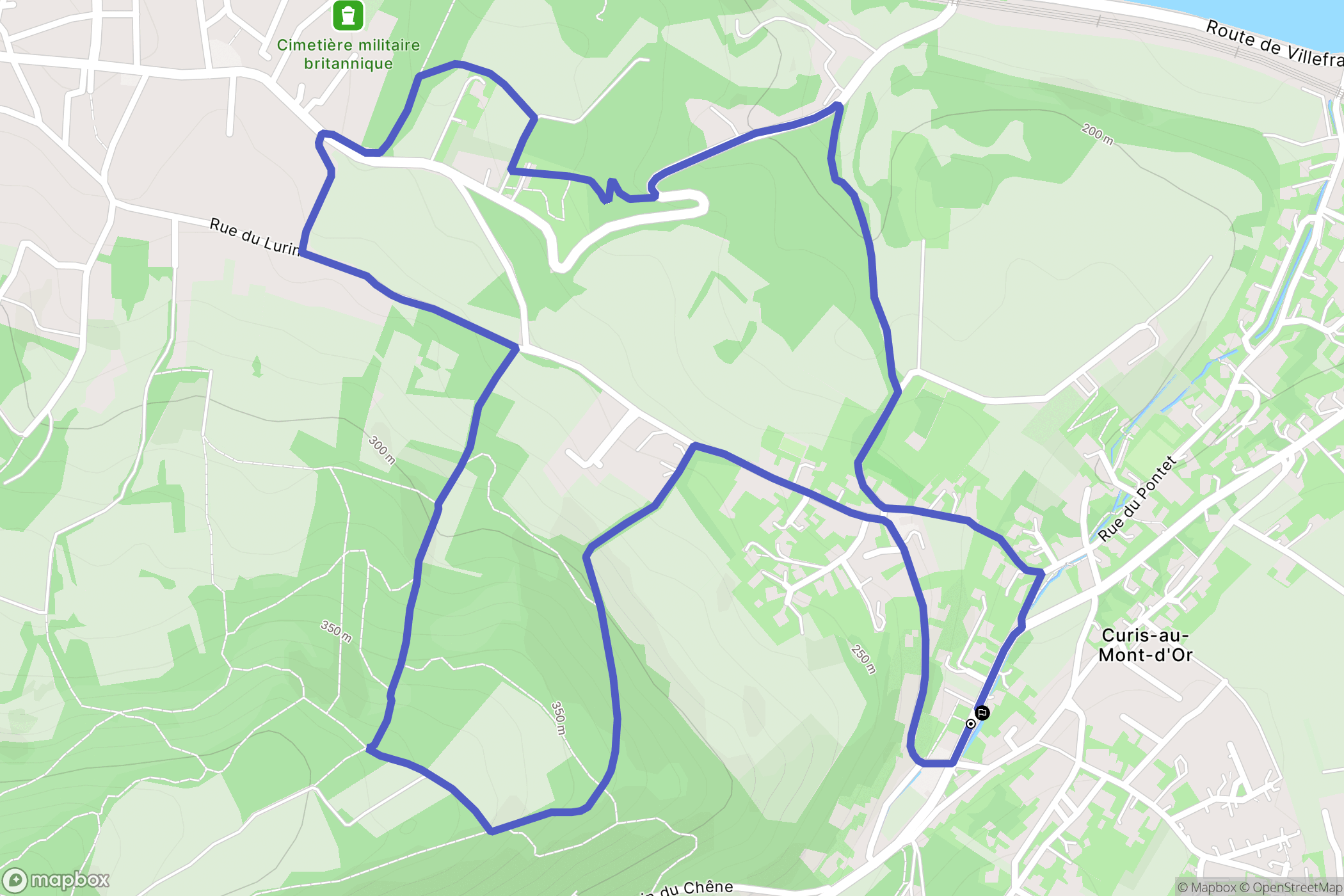 Curis-au-Mont-d'Or : carte du parcours de randonnée - France