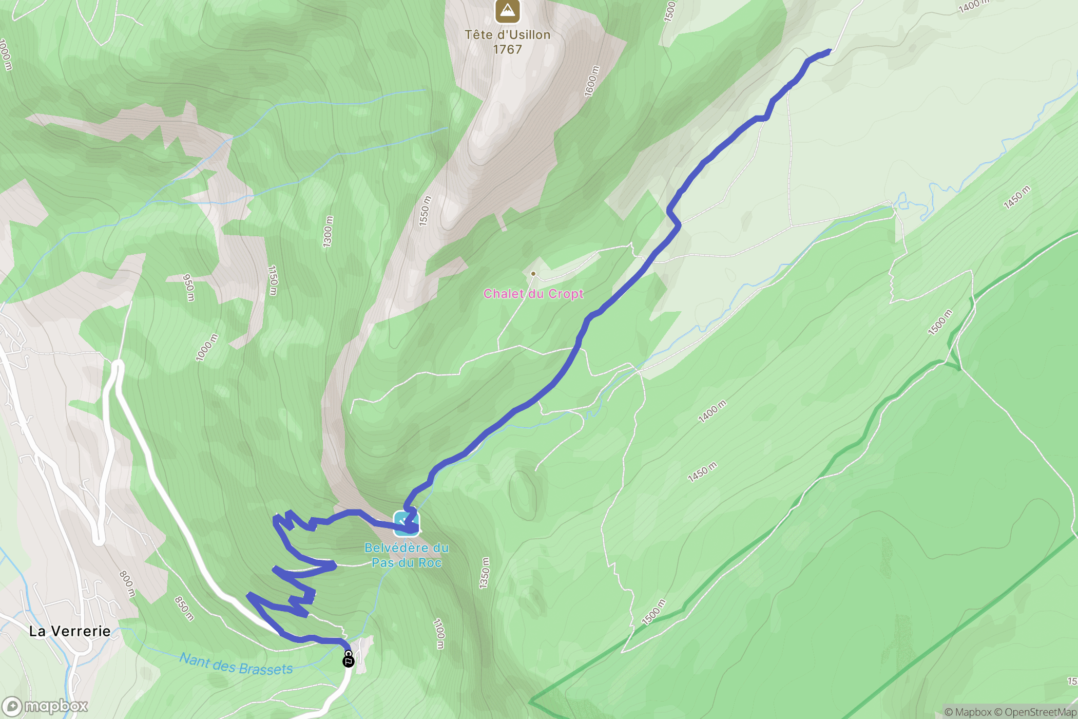 Fillière : carte du parcours de randonnée - France