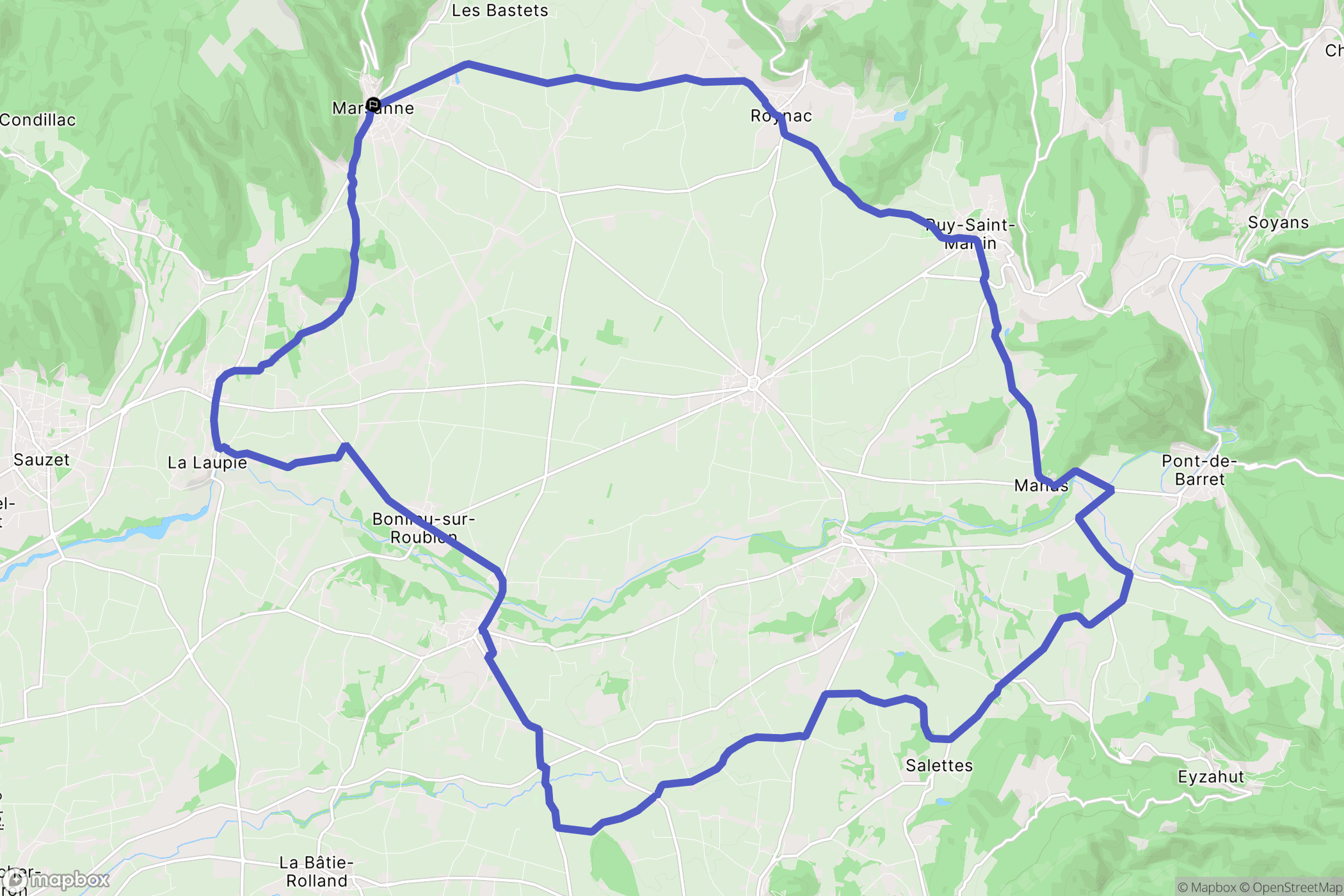Marsanne : carte du parcours de randonnée - France