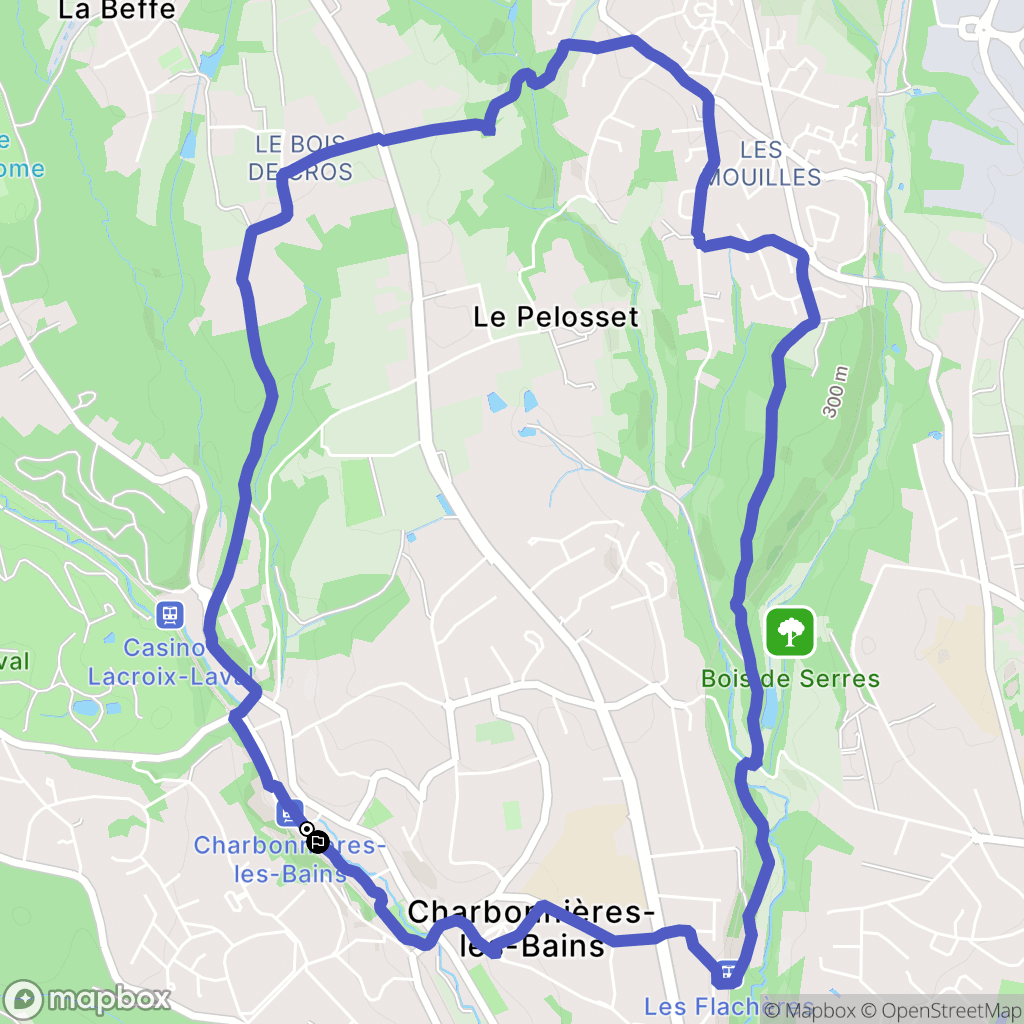 Charbonnières-les-Bains : carte du parcours de randonnée - France