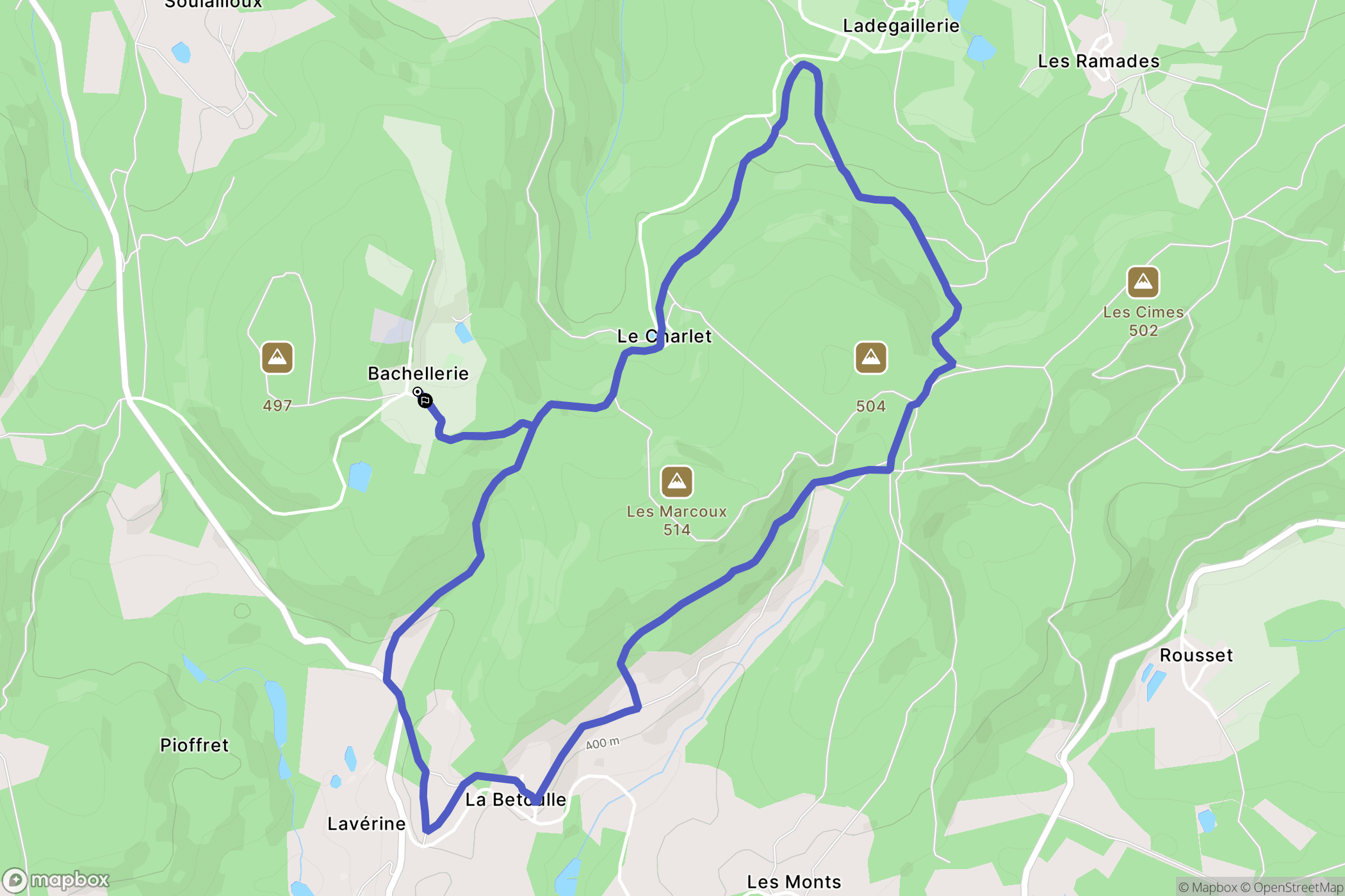 Blond : carte du parcours de randonnée - France