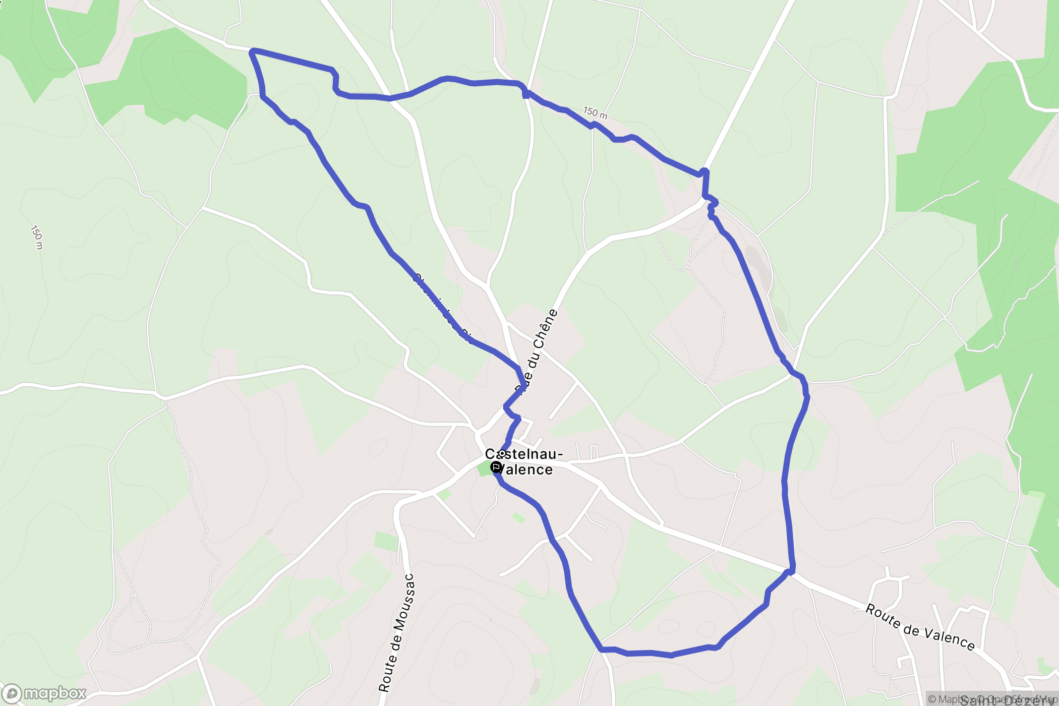 Castelnau-Valence : carte du parcours de randonnée - France