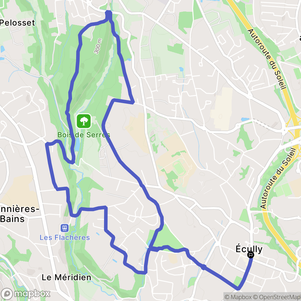Ecully : carte du parcours de randonnée - France