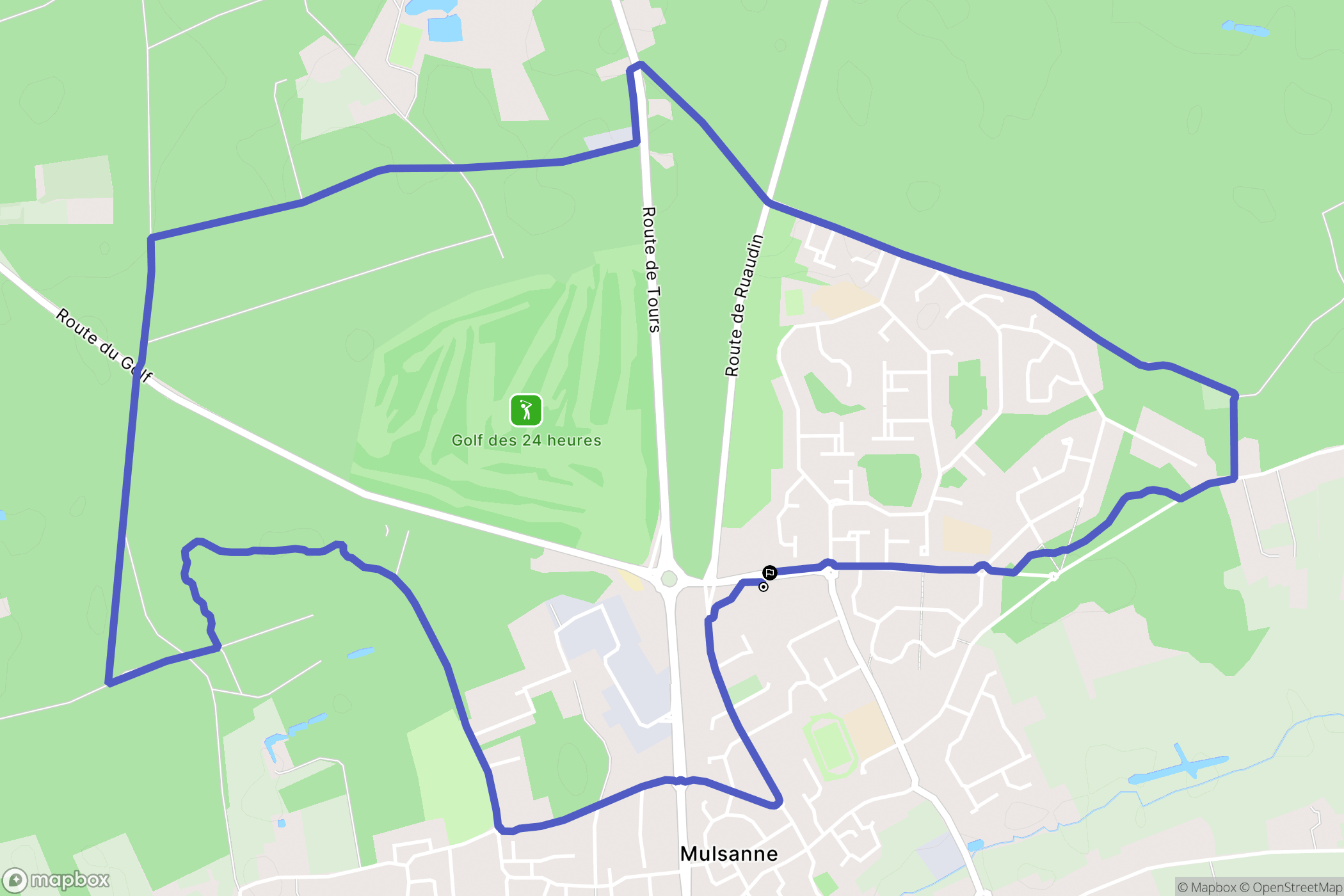 Mulsanne : carte du parcours de randonnée - France