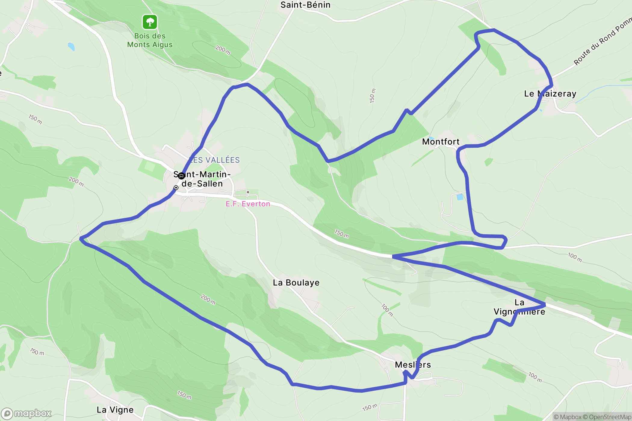 Le Hom : carte du parcours de randonnée - France