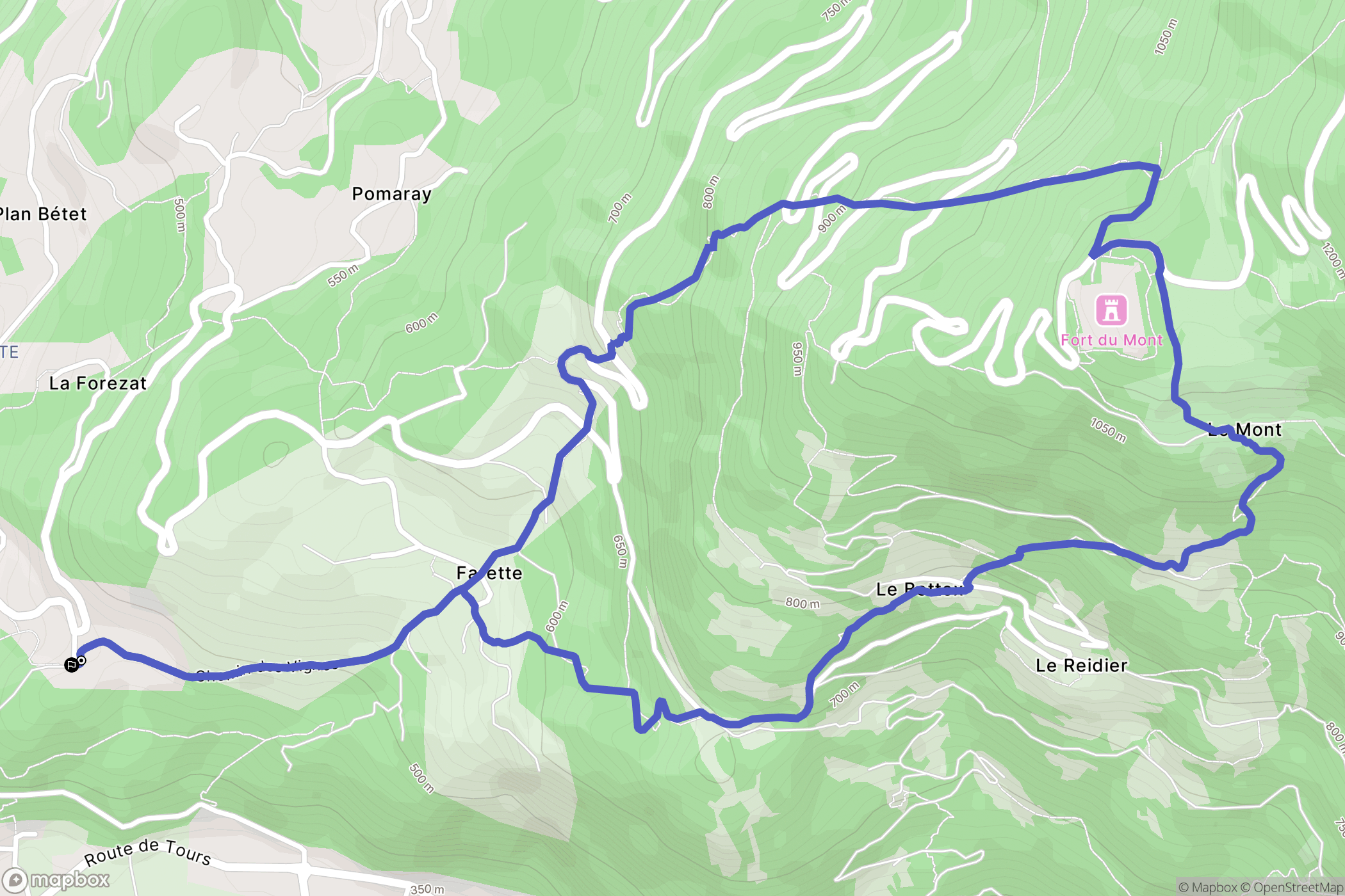 Albertville : carte du parcours de randonnée - France
