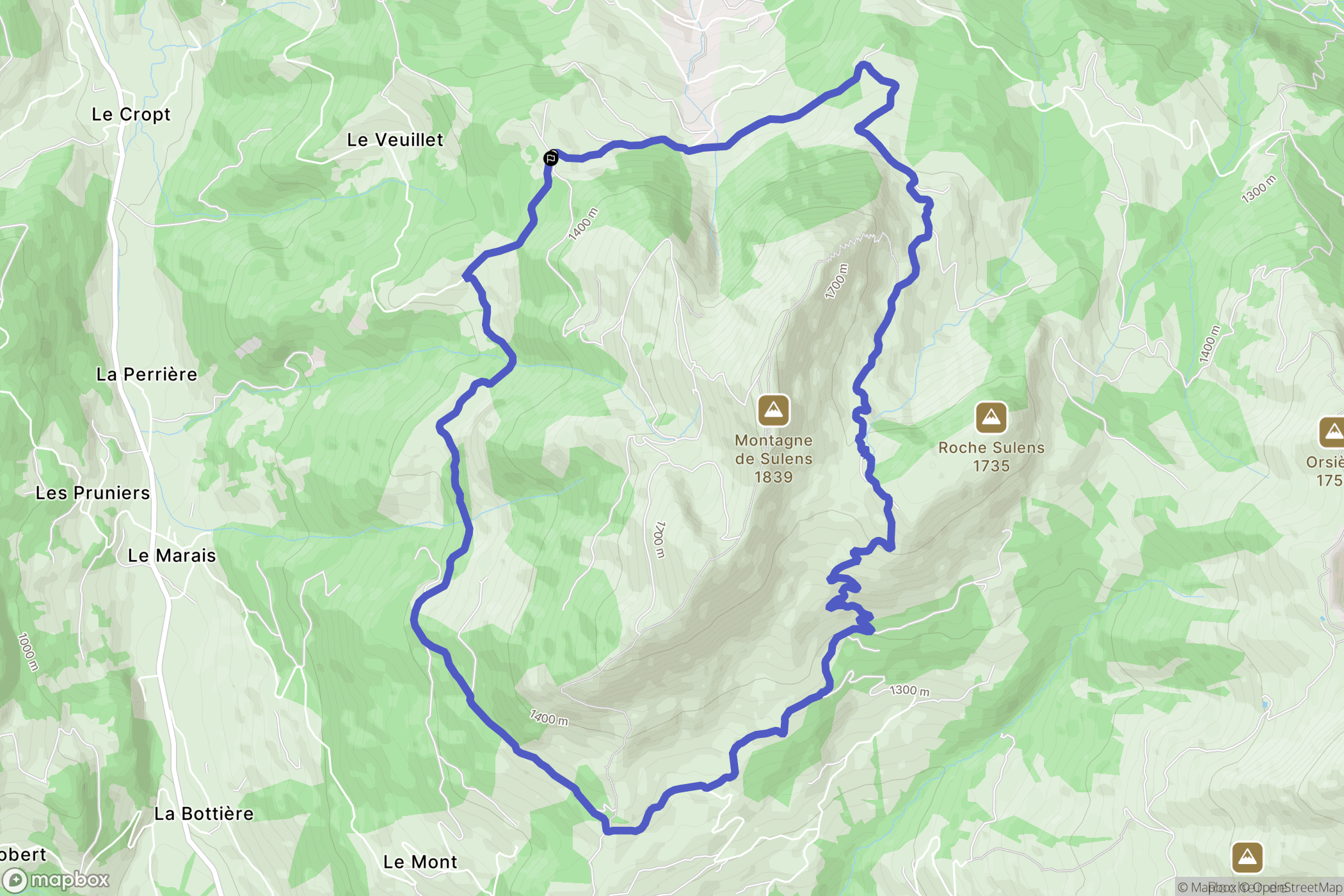 Manigod : carte du parcours de randonnée - France
