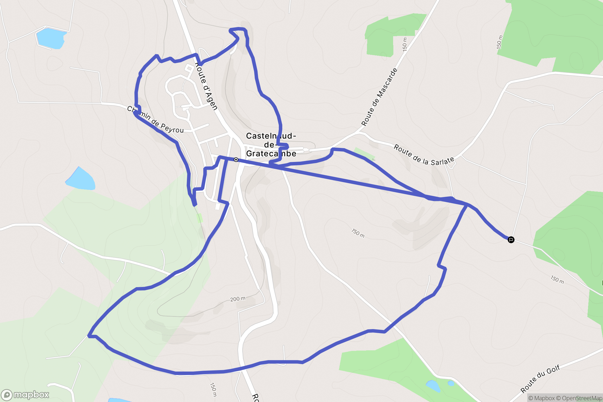 Castelnaud-de-Gratecambe : carte du parcours de randonnée - France