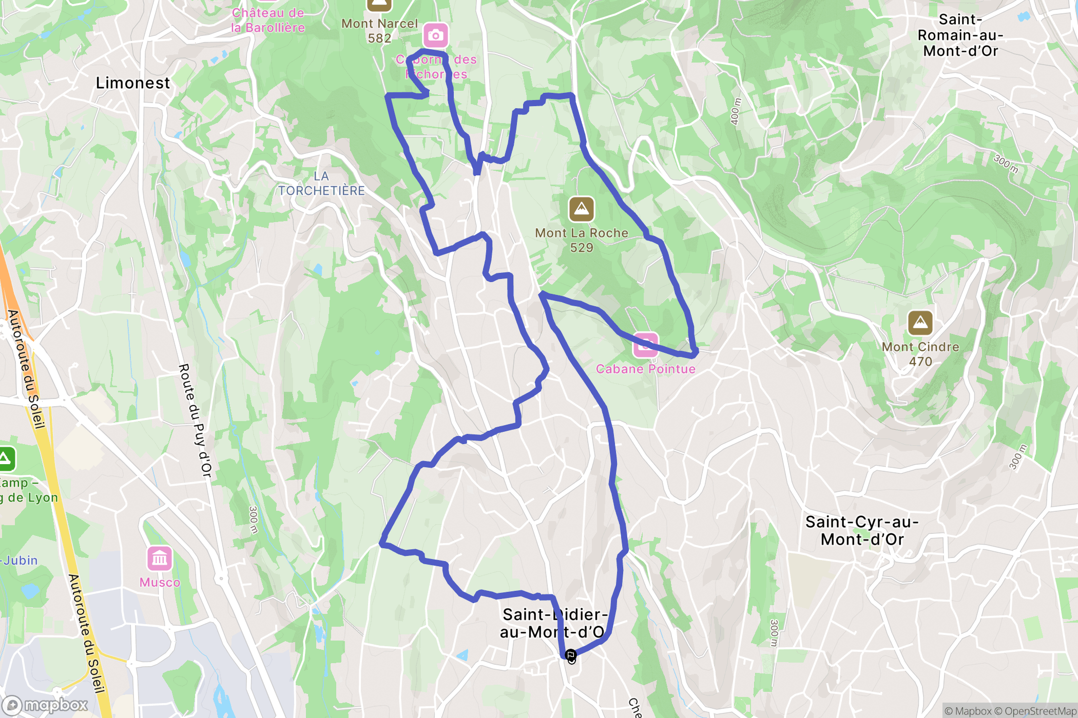 Saint-Didier-au-Mont-d'Or : carte du parcours de randonnée - France
