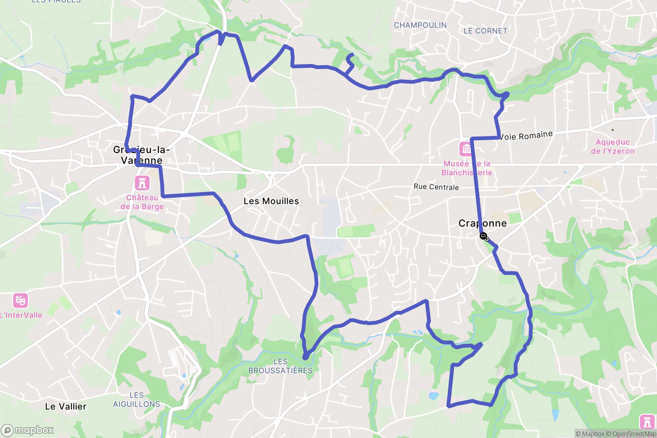 Craponne : carte du parcours de randonnée - France