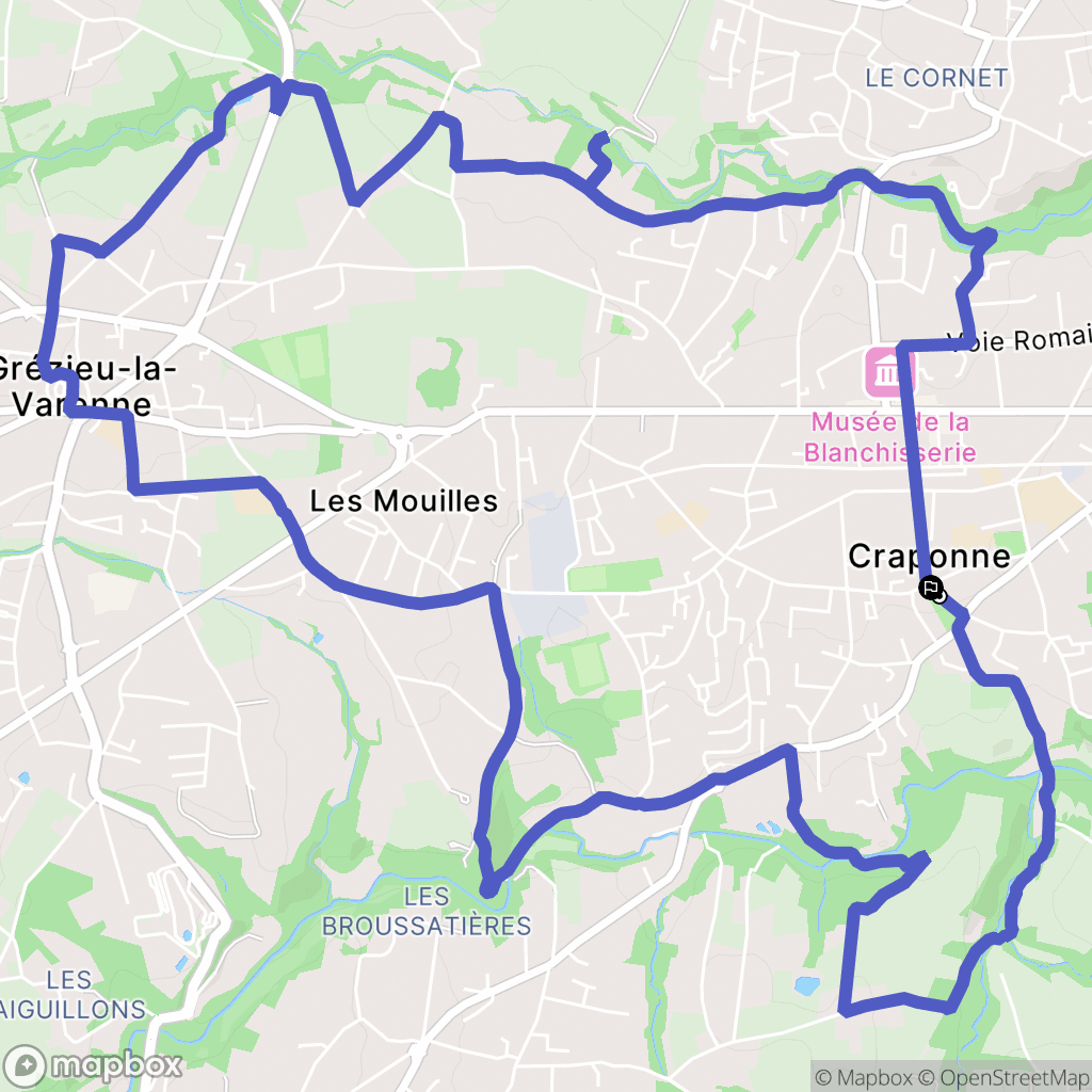 Craponne : carte du parcours de randonnée - France