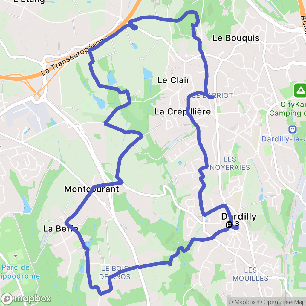 Dardilly : carte du parcours de randonnée - France