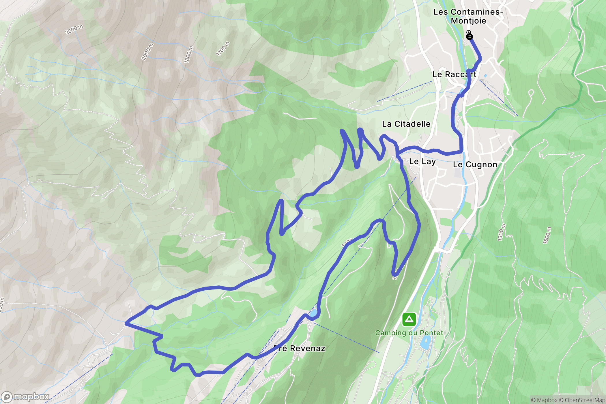 Les Contamines-Montjoie : carte du parcours de randonnée - France