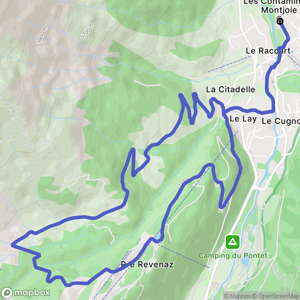 Les Contamines-Montjoie : carte du parcours de randonnée - France