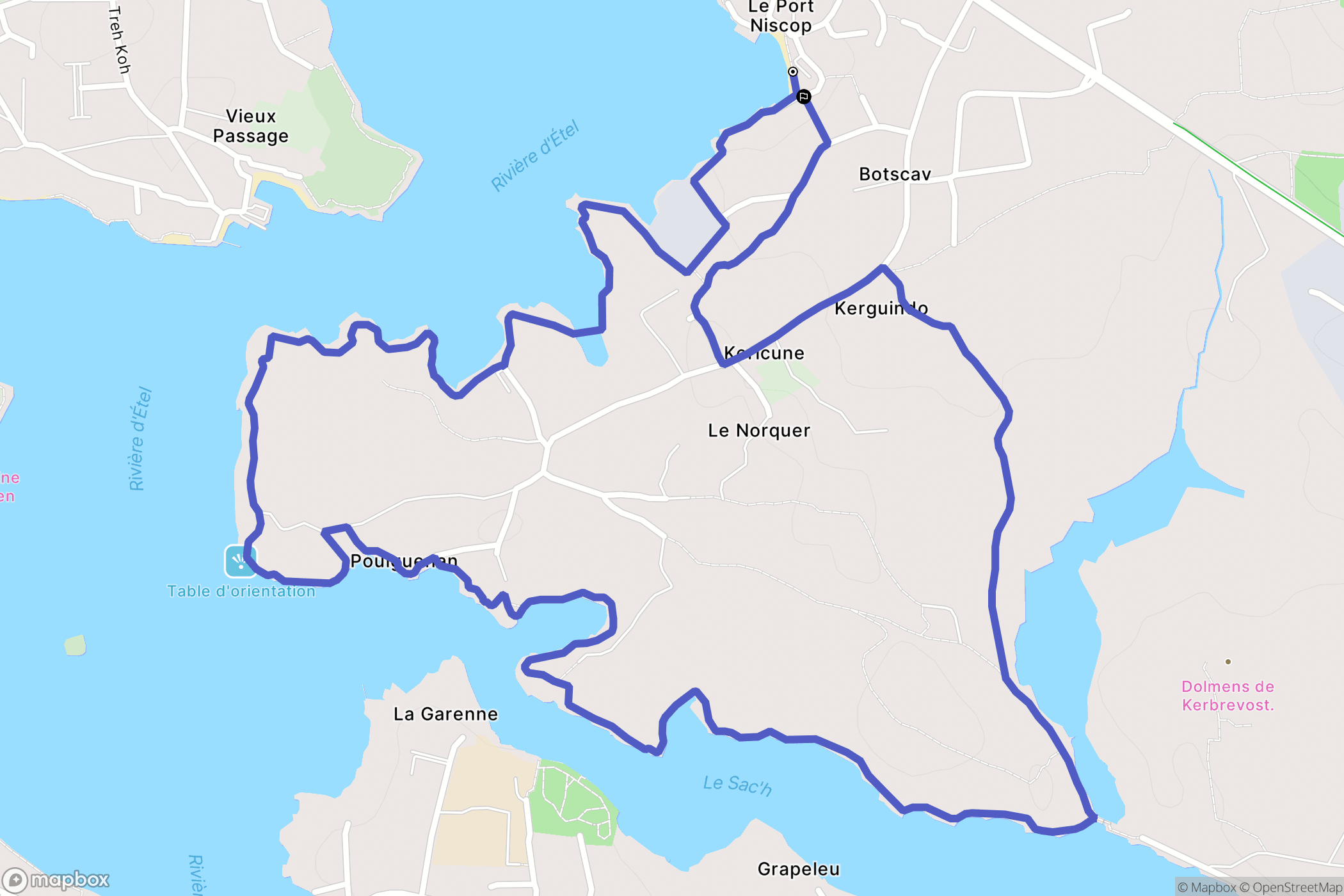 Belz : carte du parcours de randonnée - France