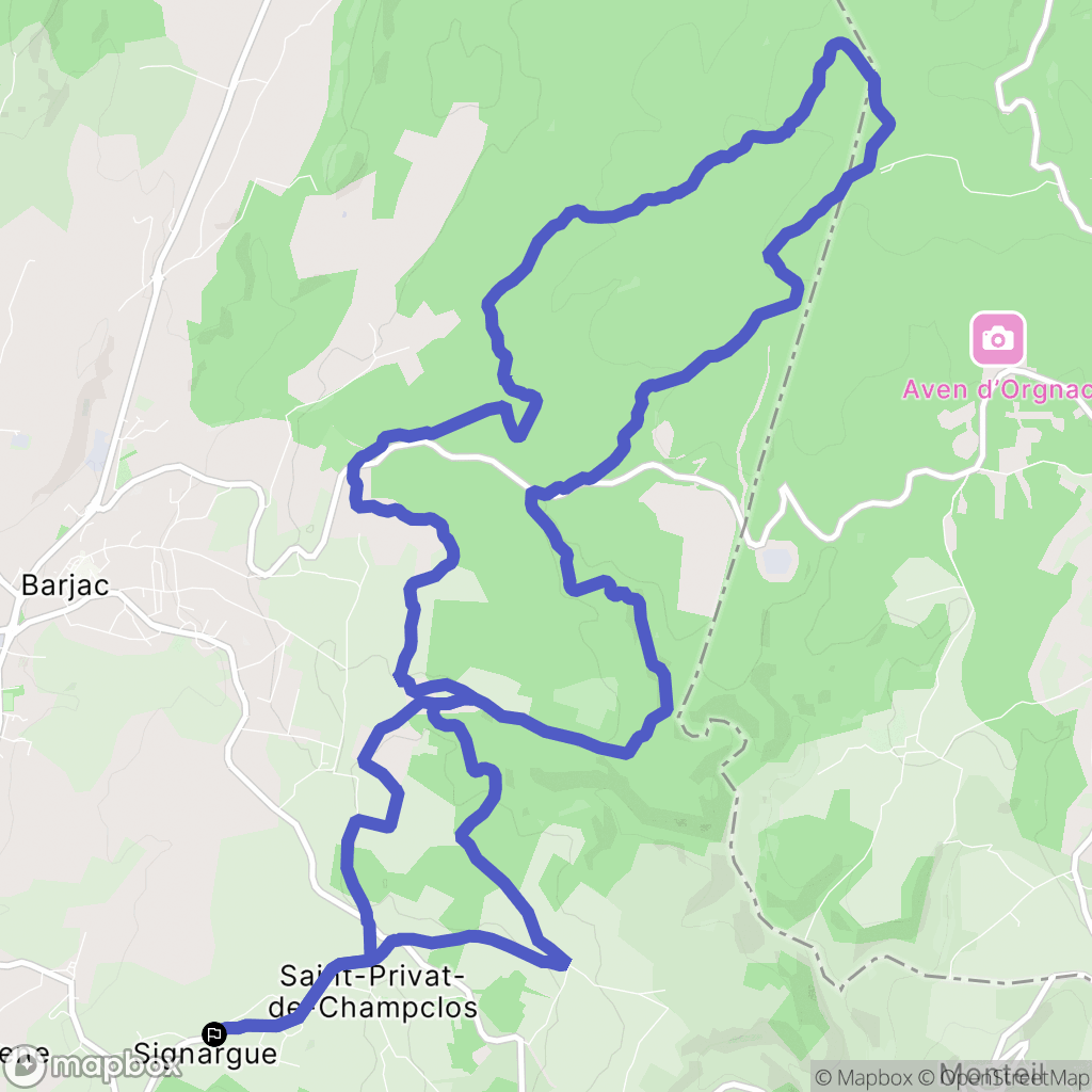 Saint-Privat-de-Champclos : carte du parcours de randonnée - France