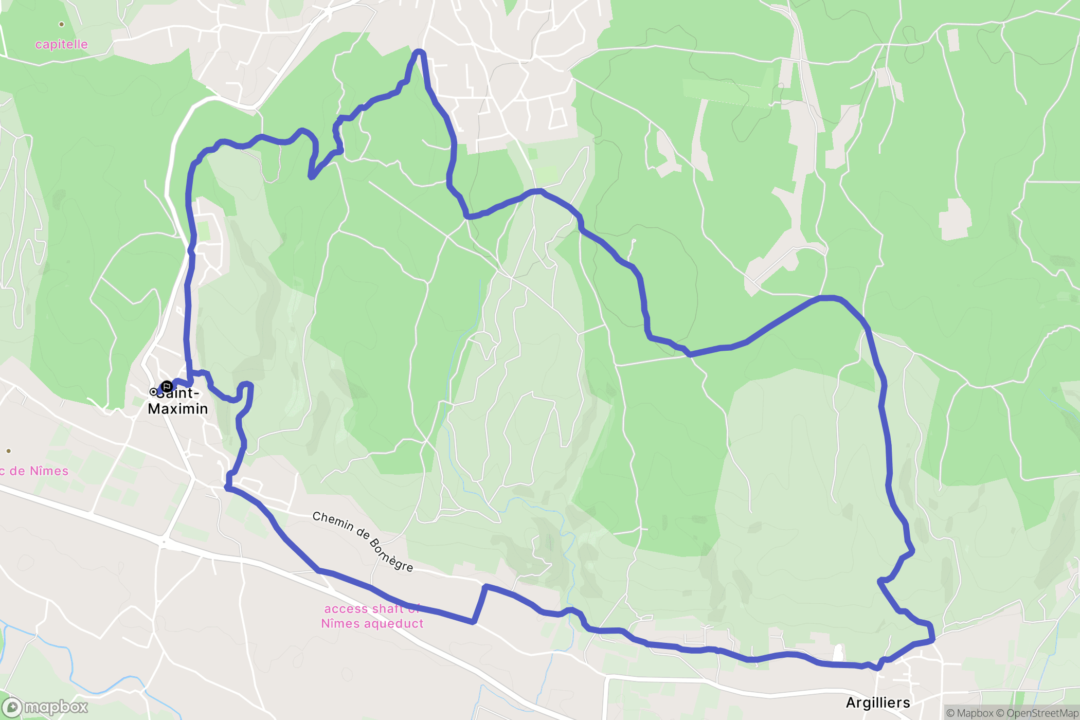 Saint-Maximin : carte du parcours de randonnée - France