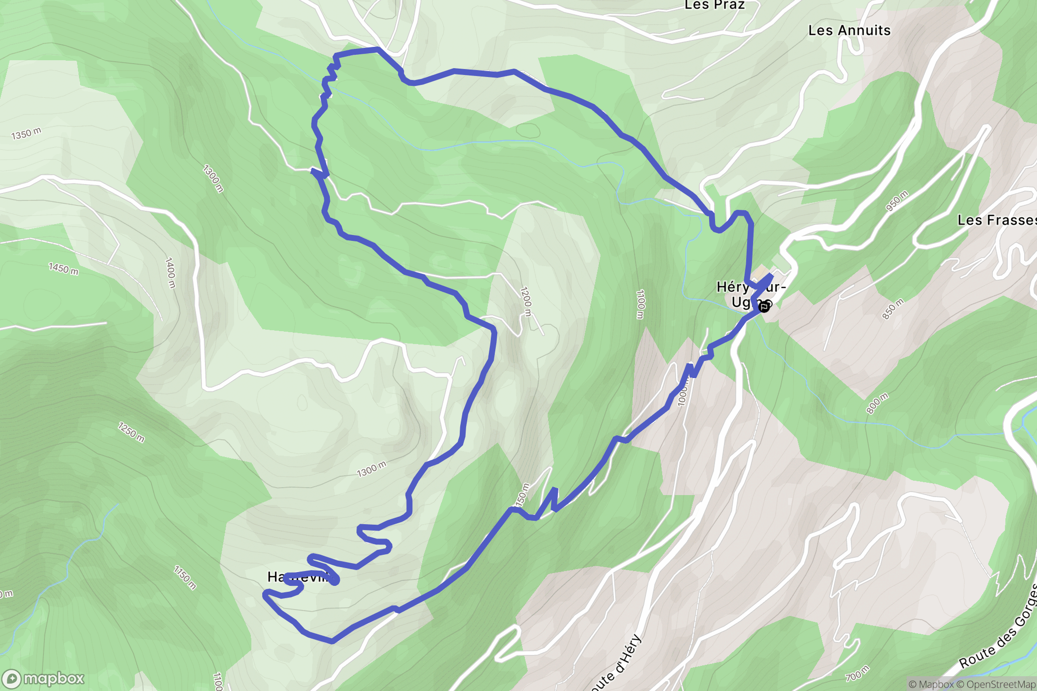 Ugine : carte du parcours de randonnée - France
