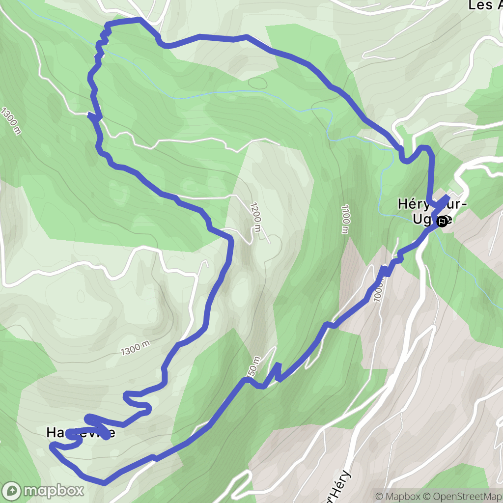 Ugine : carte du parcours de randonnée - France